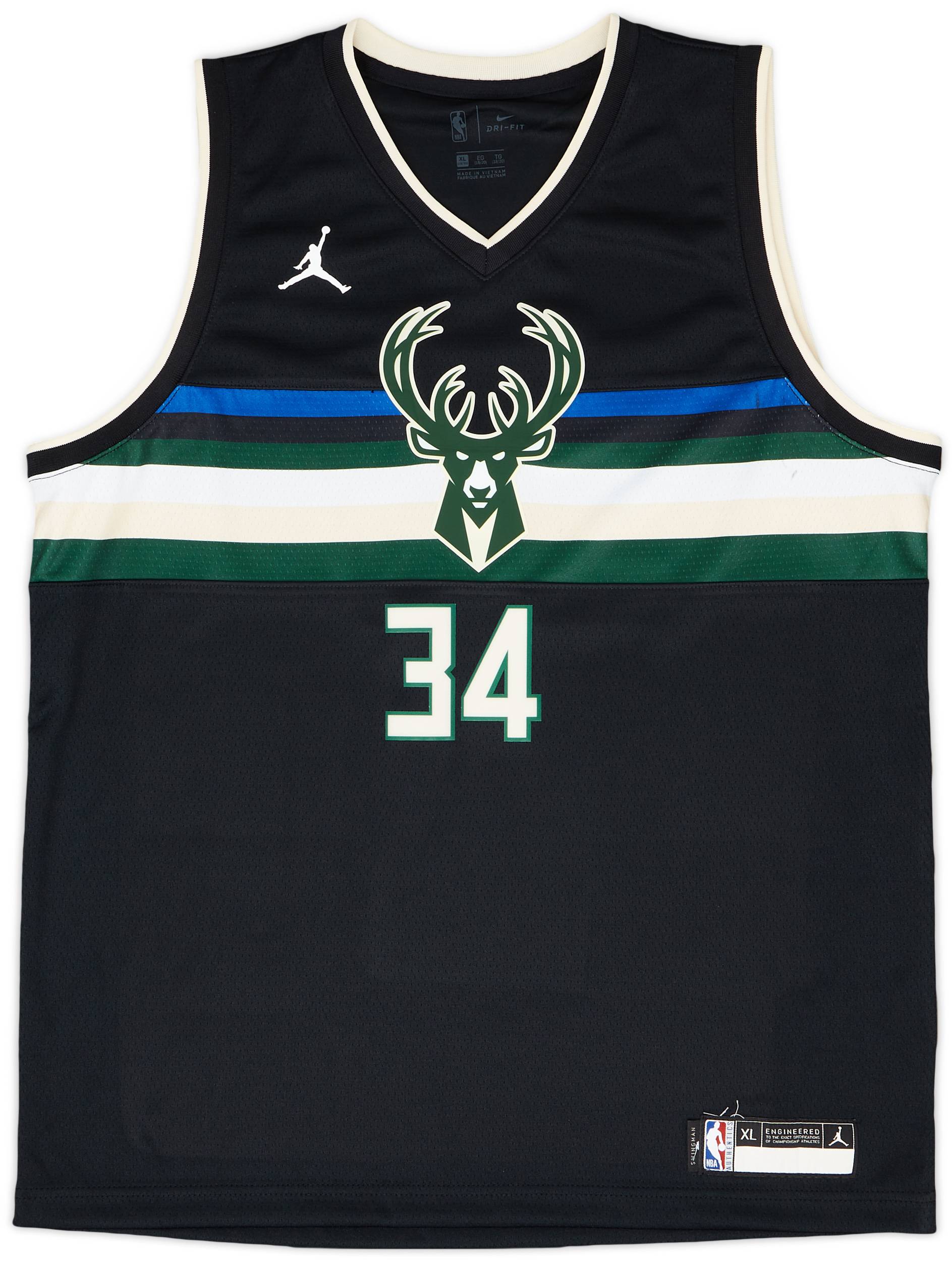 2020-22 Milwaukee Bucks Antetokounmpo #34 Jordan Swingman Alternate Jersey - 10/10 - (XL.Boys)