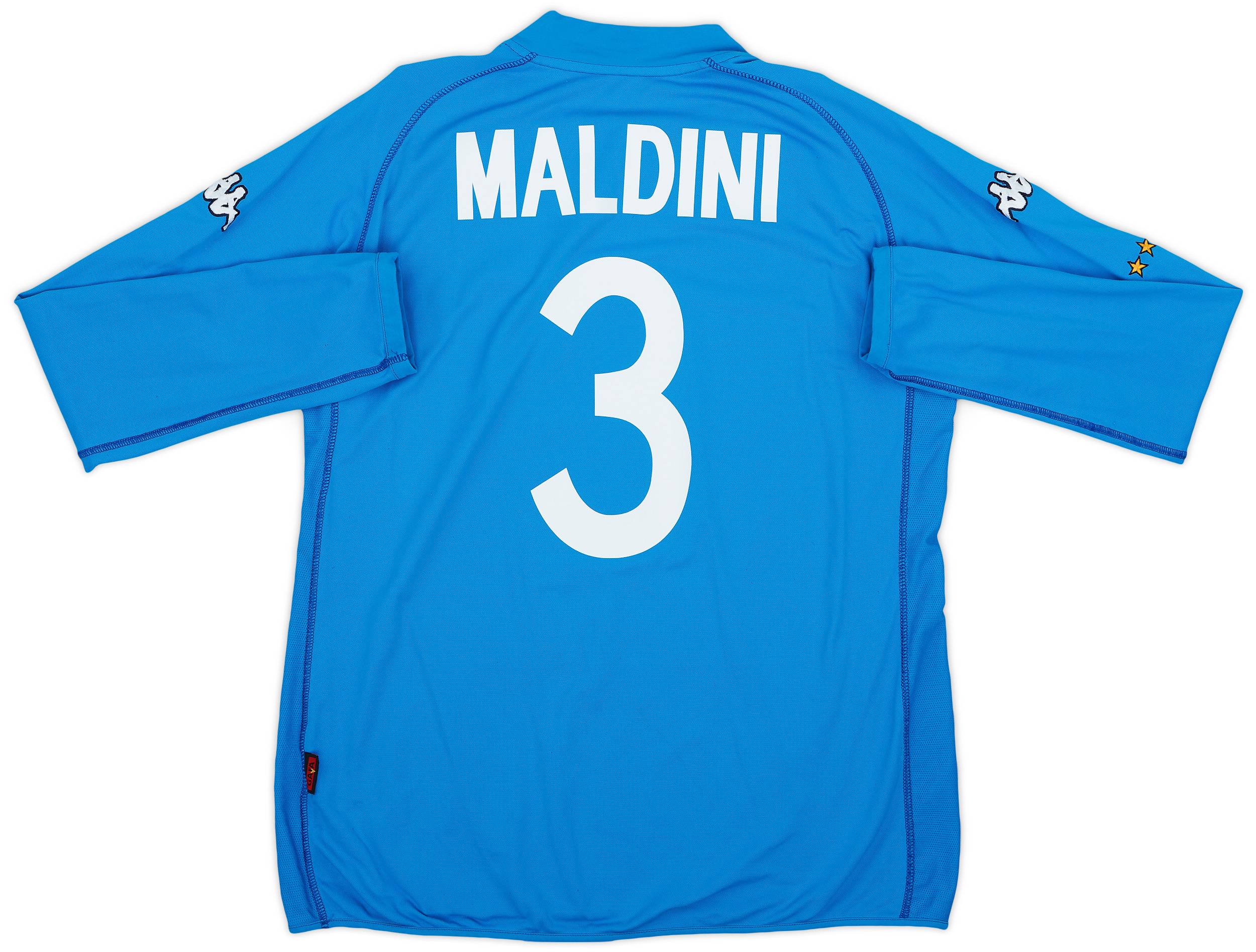 2002 Italy Home L/S Shirt Maldini #3 - 8/10 - (XXL)