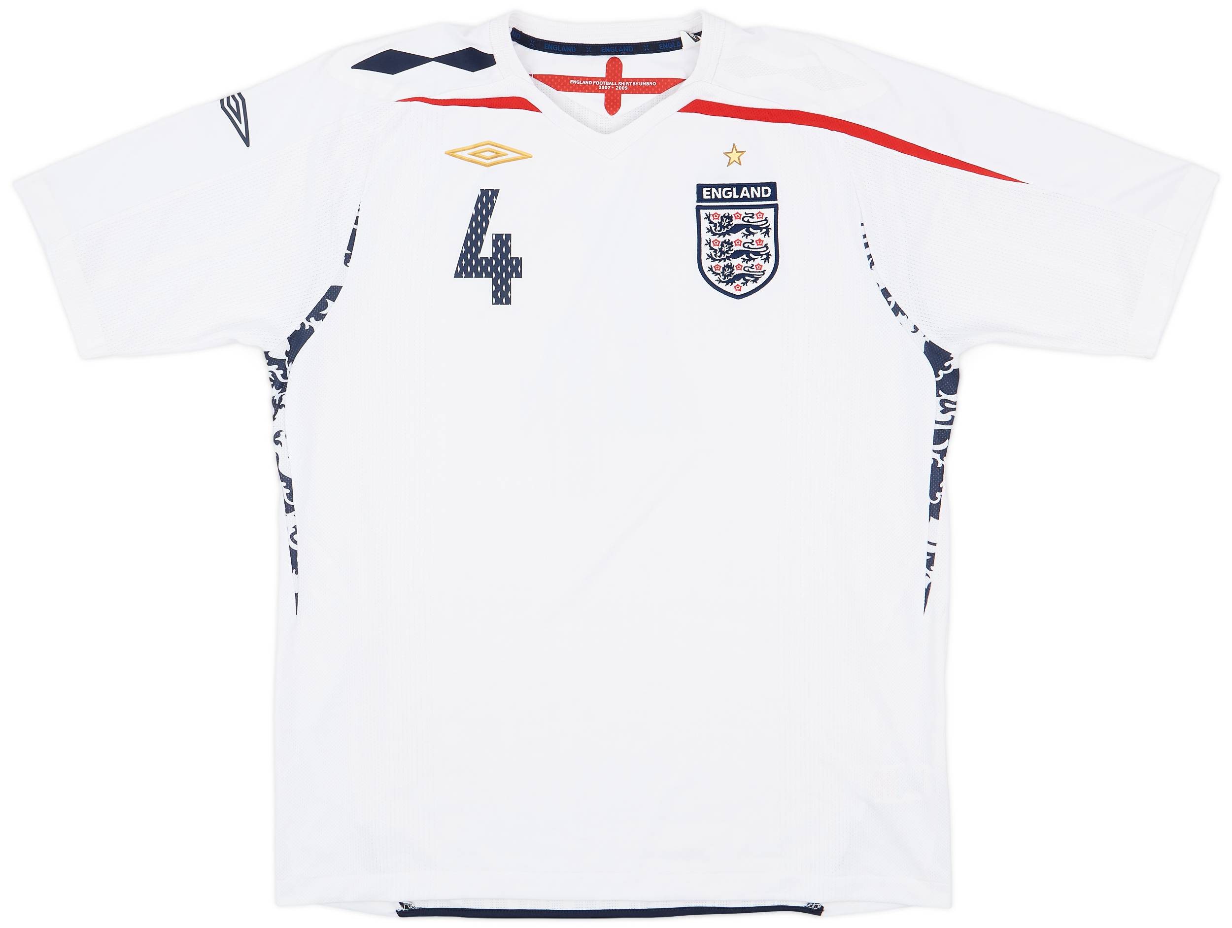 2007-09 England Home Shirt #4 - 9/10 - (XL)