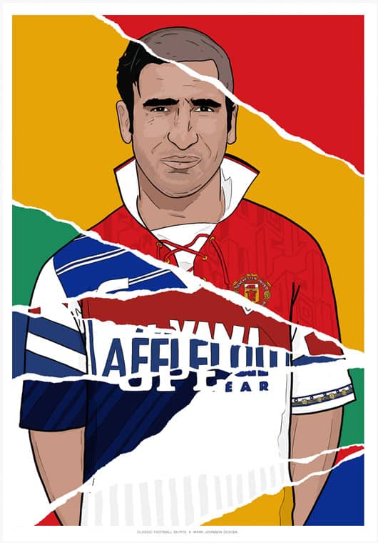 1983-1997 Eric Cantona Career In Shirts A3 Print/Poster