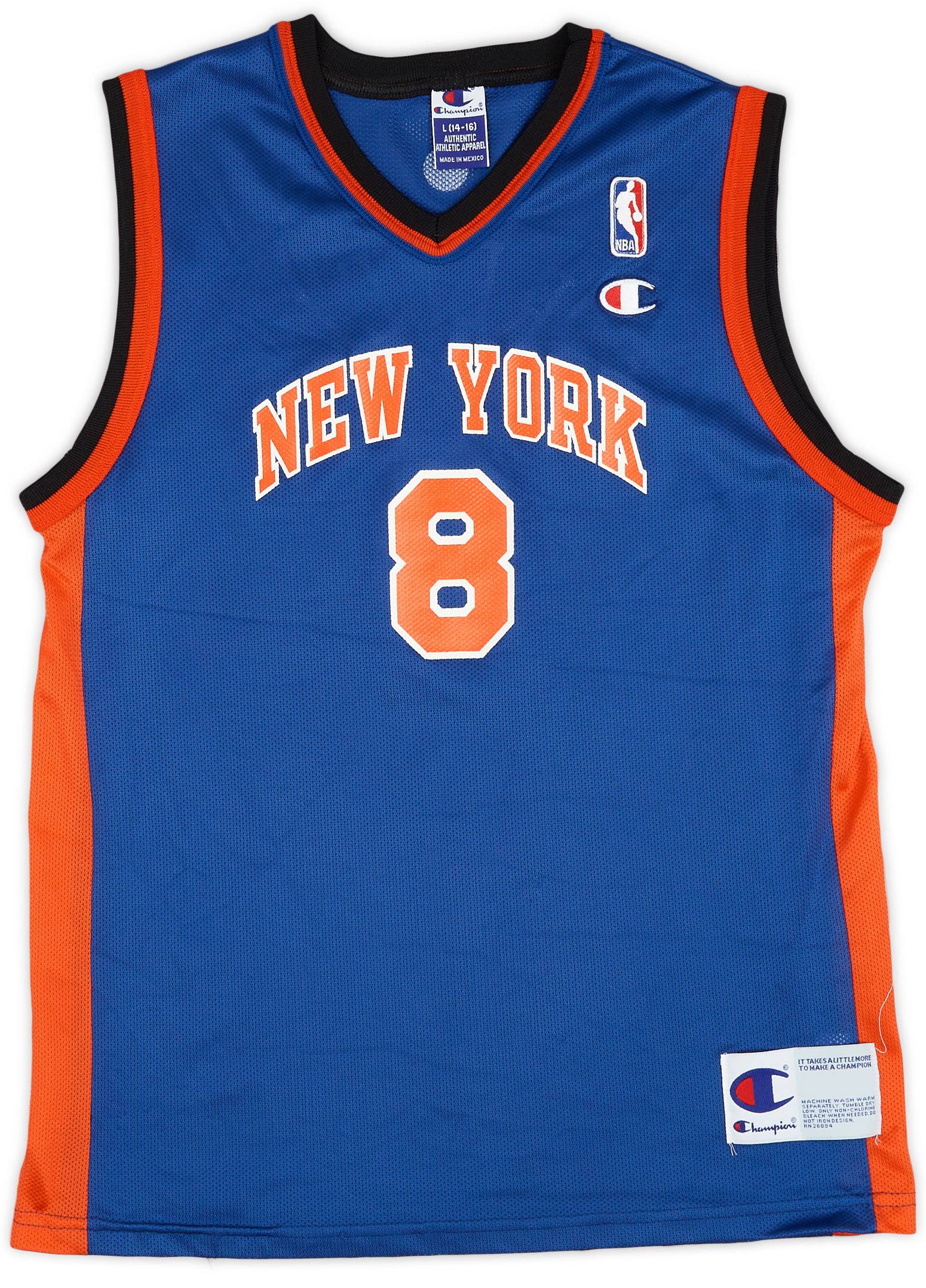 2001-02 New York Knicks Sprewell #8 Champion Away Jersey (Excellent) L.Kids