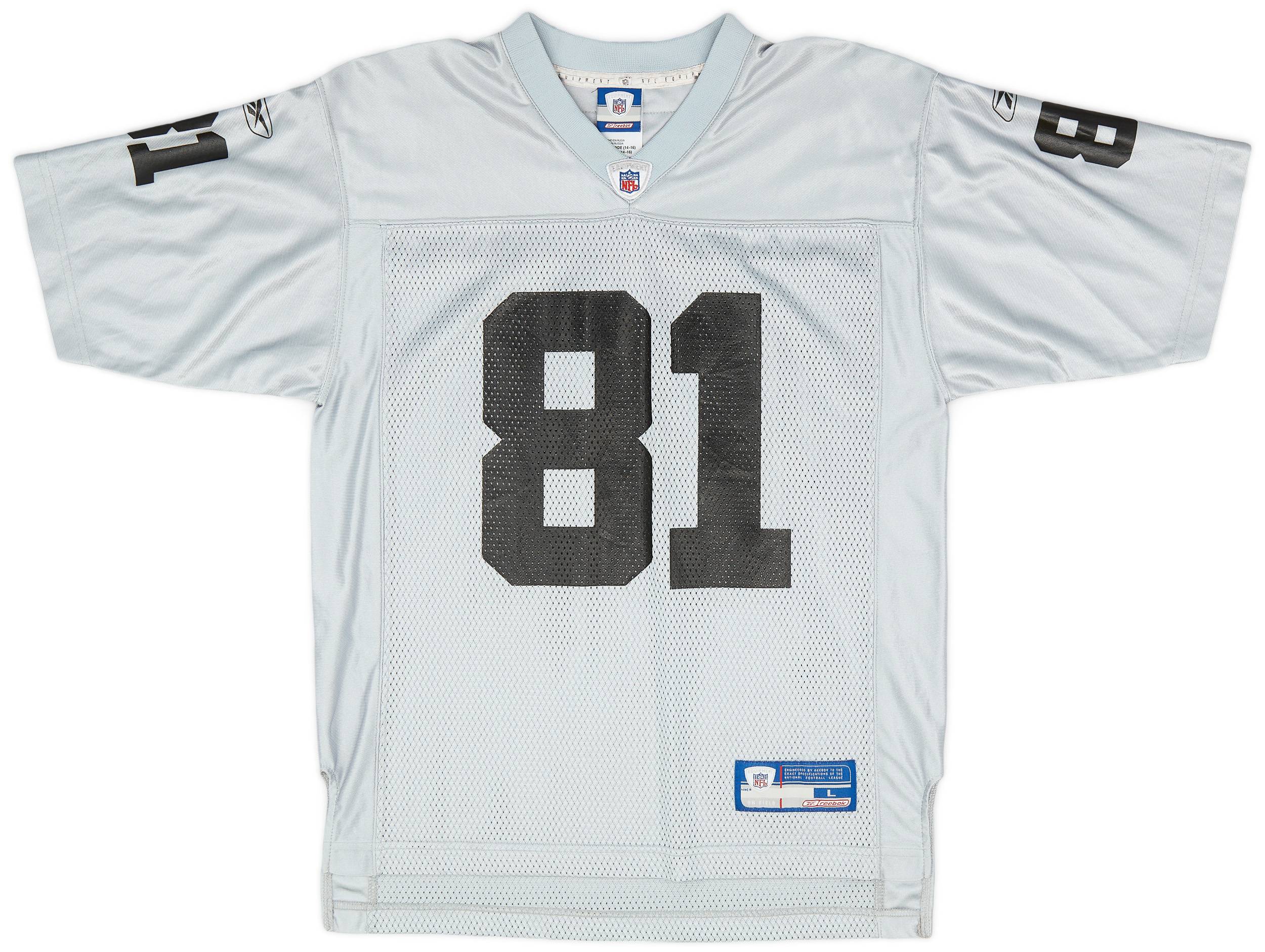 2002 03 Oakland Raiders T. Brown 81 Reebok On Field Alternate Jersey Excellent L.Kids