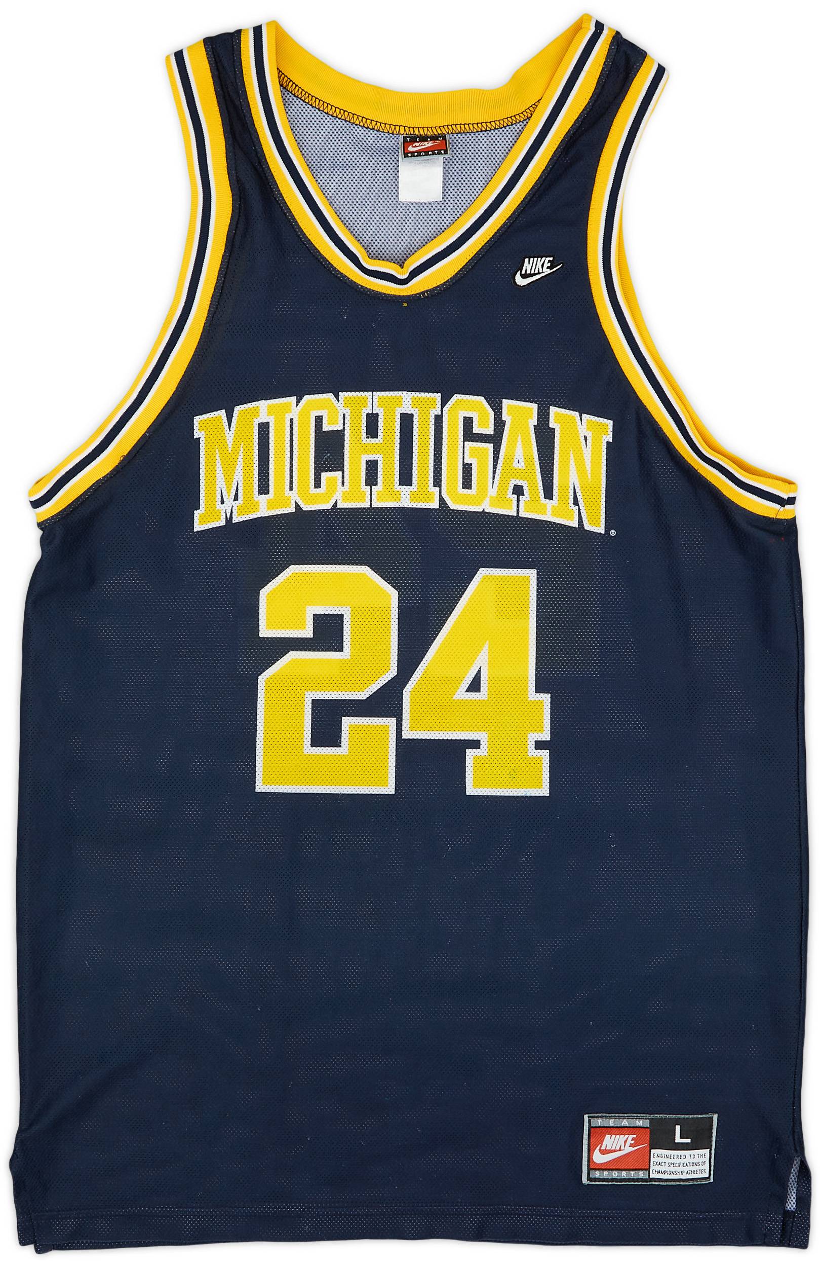 1991-95 Michigan Wolverines King #24 Nike Away Jersey (Very Good) L