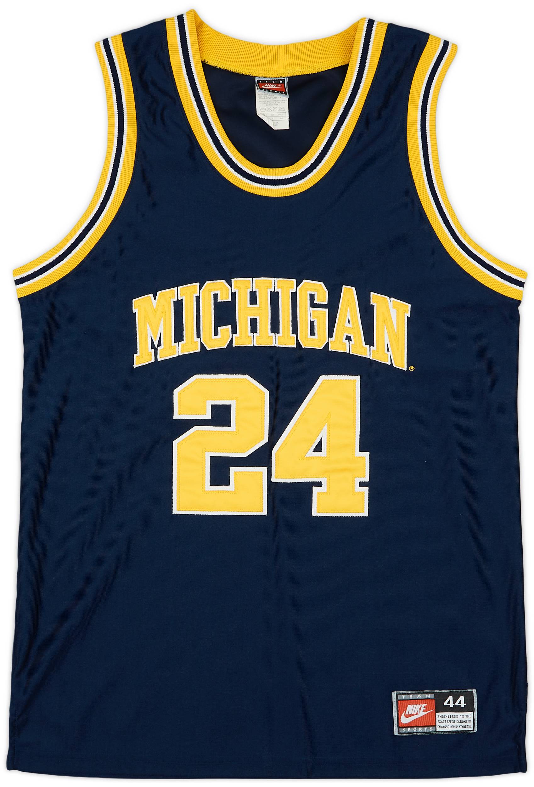 1991 95 Michigan Wolverines King 24 Authentic Nike Away Jersey Excellent L