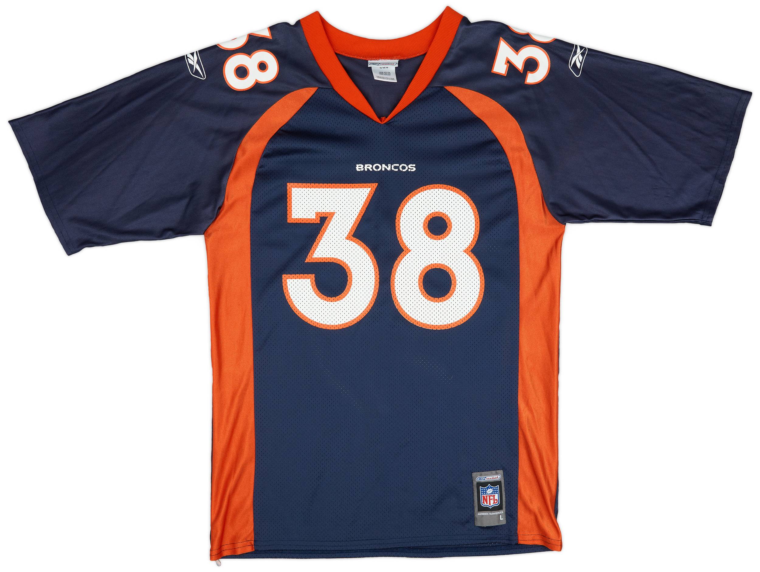 2001 Denver Broncos Anderson 38 Reebok Home Jersey Very Good L