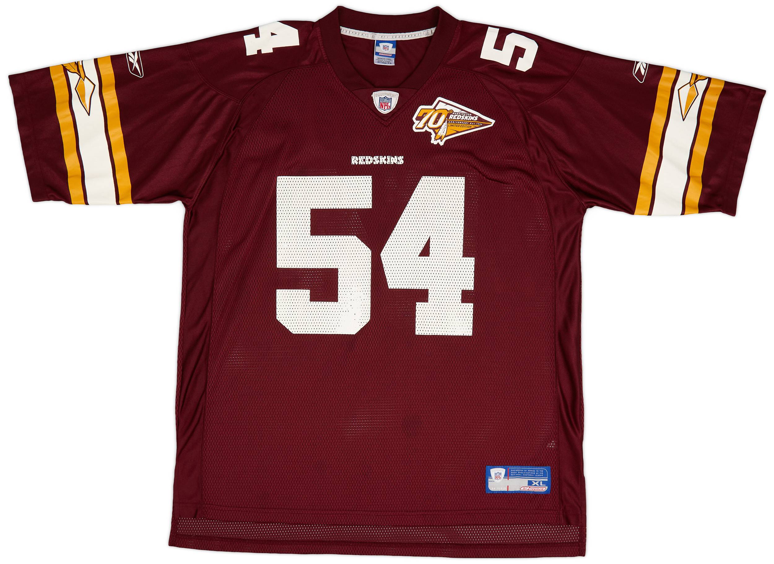 2002 Washington Redskins Trotter 54 Reebok On Field Home Jersey Excellent XL