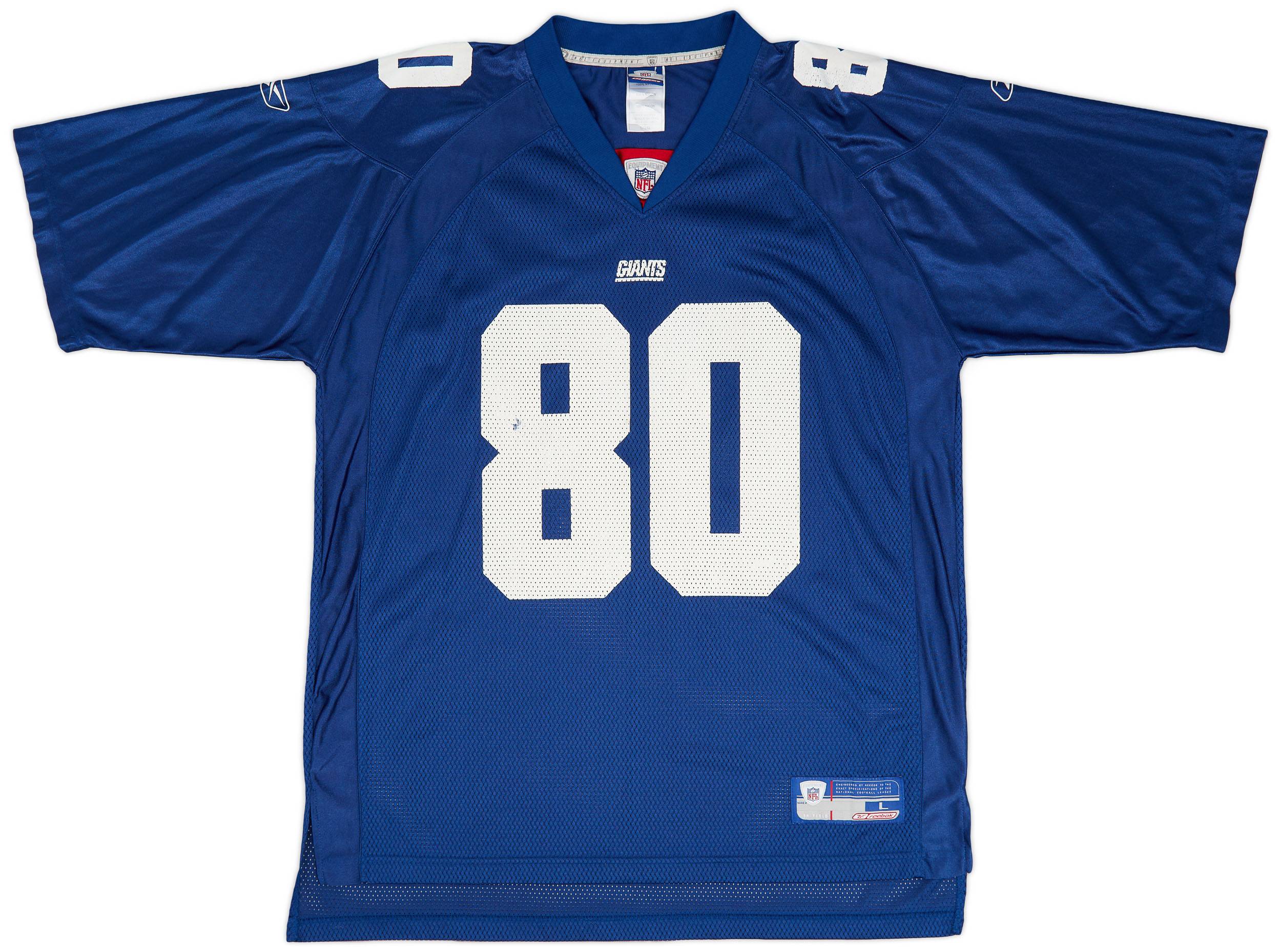 2002-04 New York Giants Shockey #80 Reebok On Field Home Jersey (Very Good) L