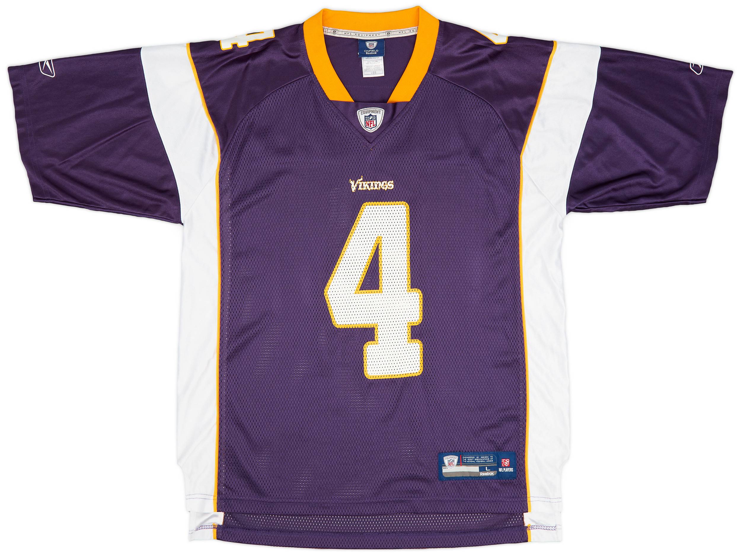 2009 10 Minnesota Vikings Favre 4 Reebok On Field Home Jersey Excellent L
