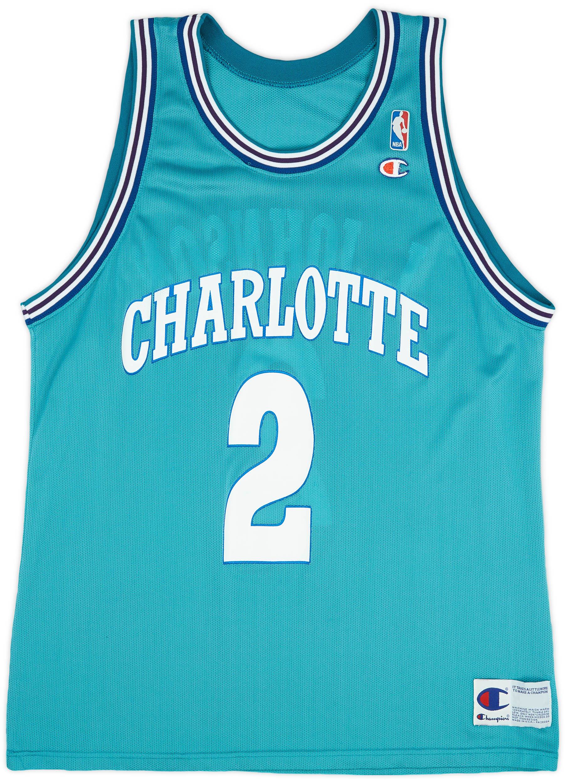 1992-95 Charlotte Hornets L. Johnson #2 Champion Away Jersey (Excellent) XL