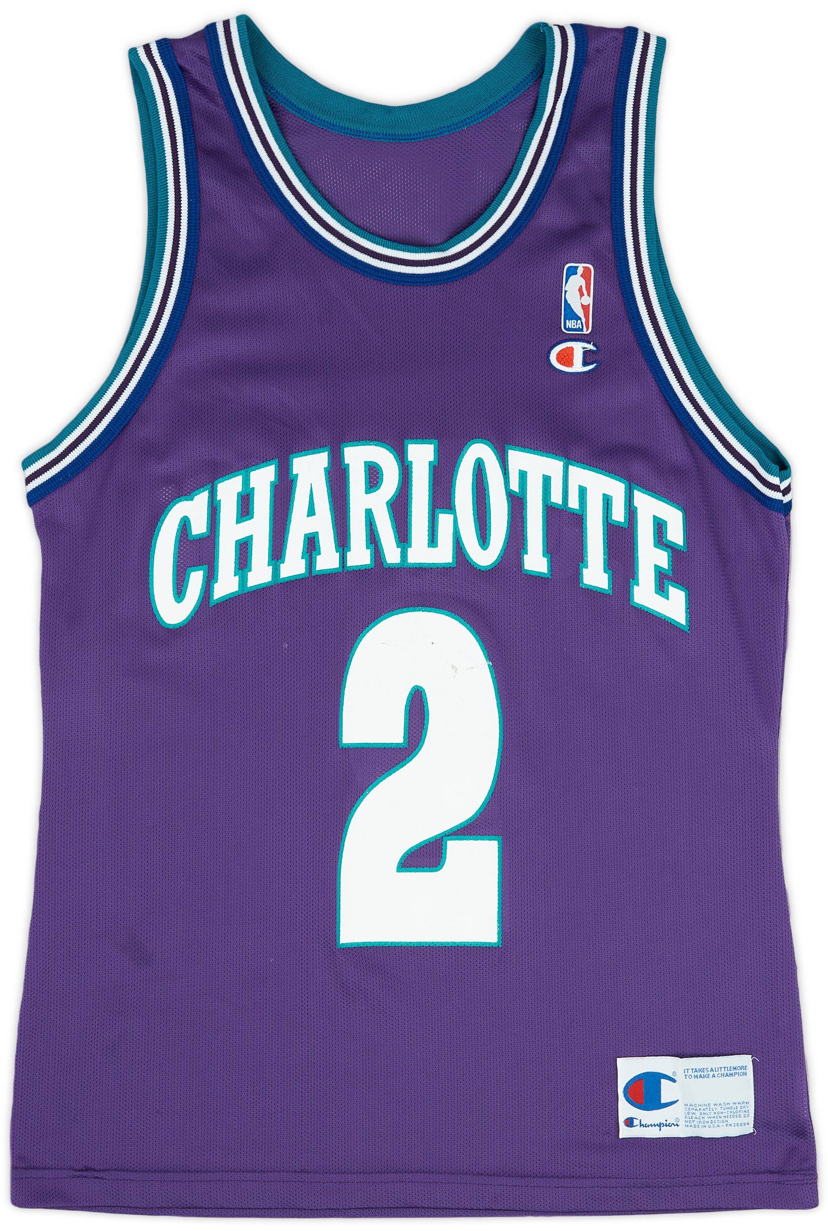 1994-95 Charlotte Hornets L. Johnson #2 Champion Alternate Jersey (Very Good) M
