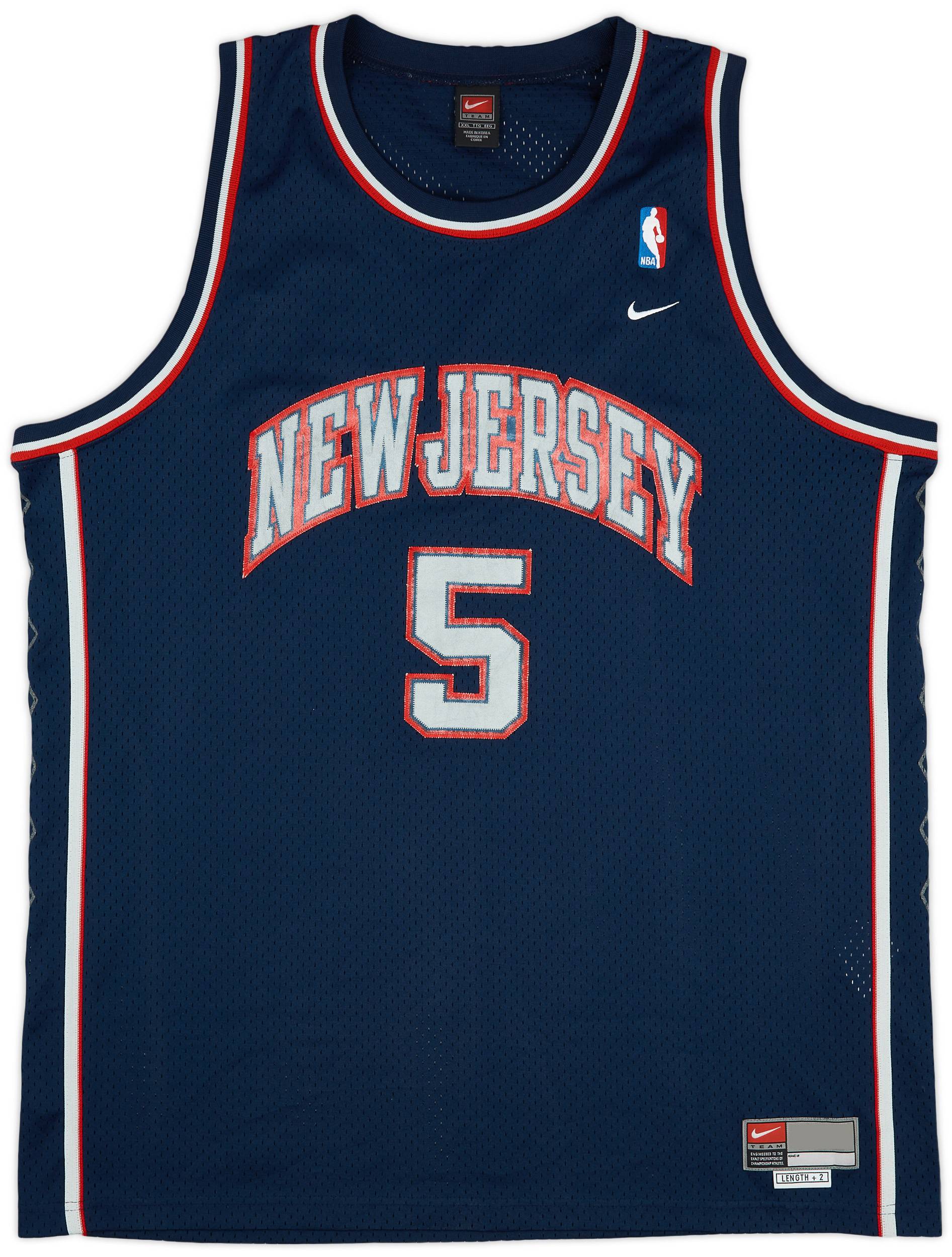 2001 04 New Jersey Nets Kidd 5 Nike Swingman Away Jersey Very Good XXL