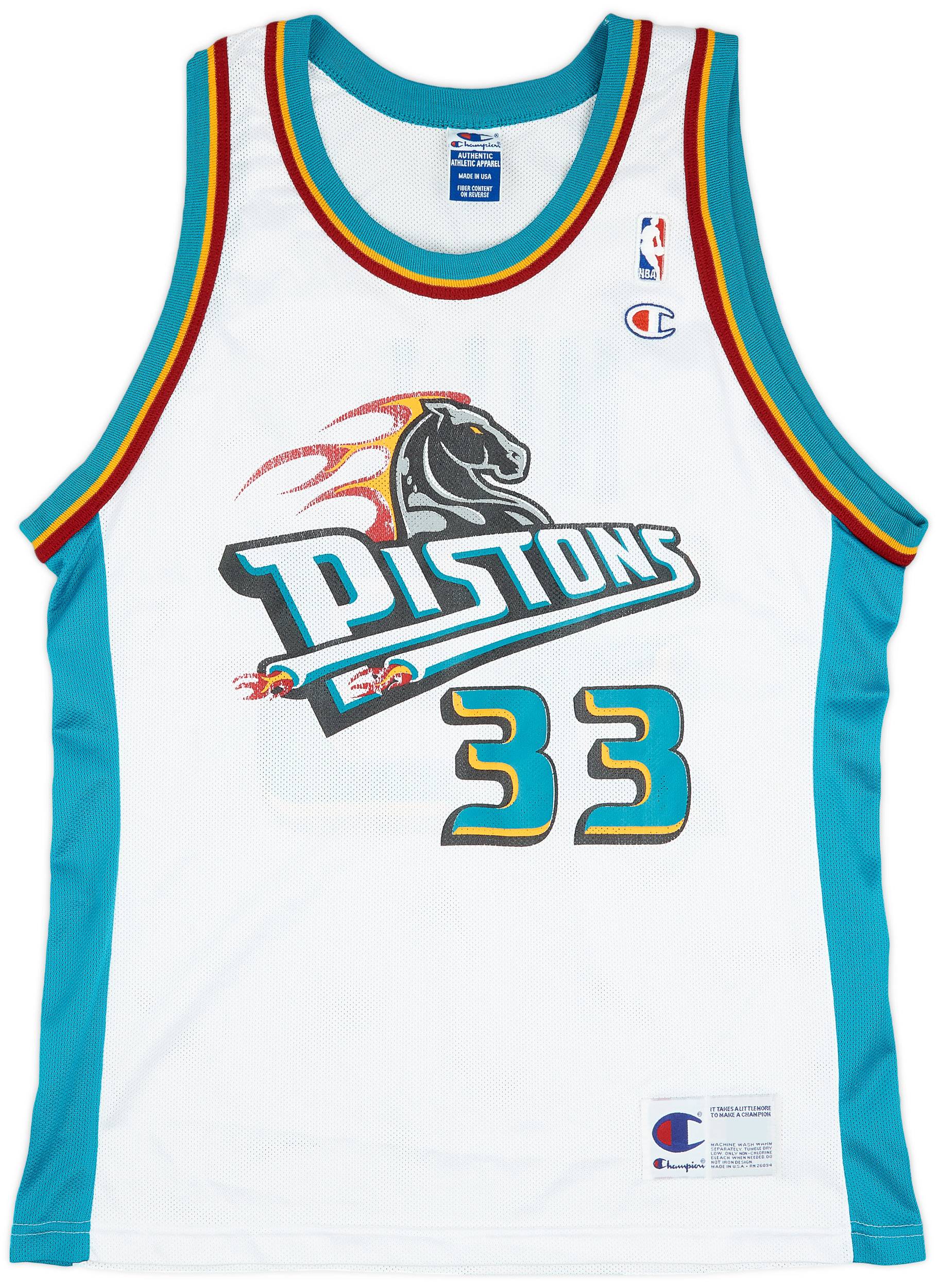 1996 00 Detroit Pistons Hill 33 Champion Home Jersey Very Good L