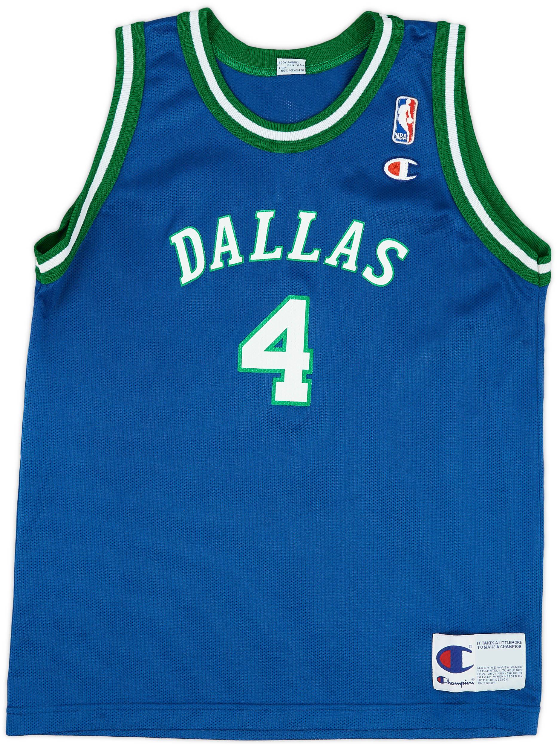 1996 01 Dallas Mavericks Finley 4 Champion Away Jersey Excellent L.Kids