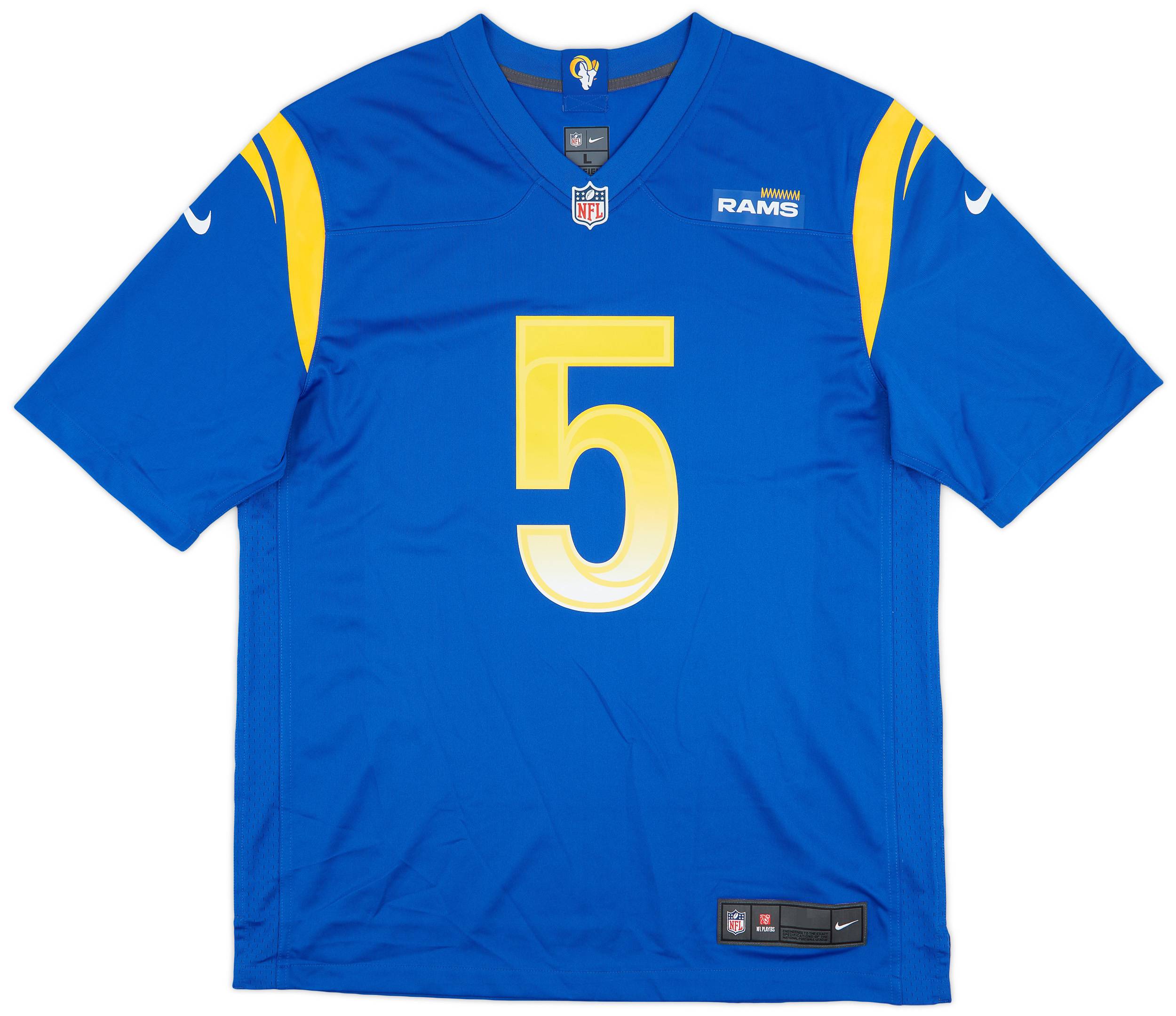 2020 22 LA Rams Ramsey 5 Nike Game Home Jersey L