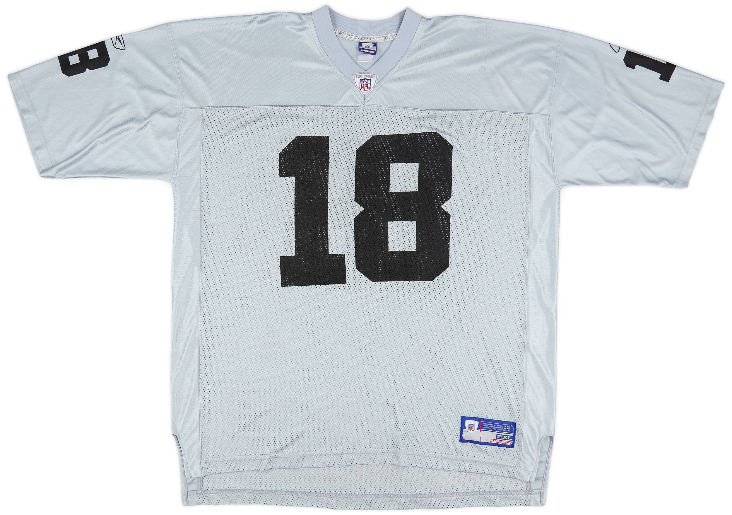 2005 06 Oakland Raiders Moss 18 Reebok On Field Alternate Jersey Excellent XXL