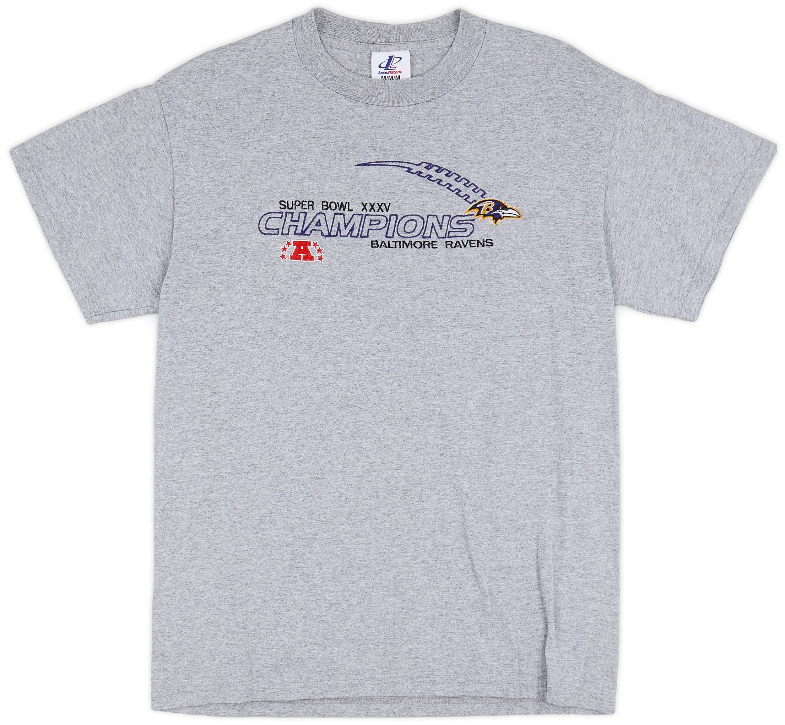 2000 Baltimore Ravens Super Bowl XXXV Champions Logo Athletic Tee (Excellent) M