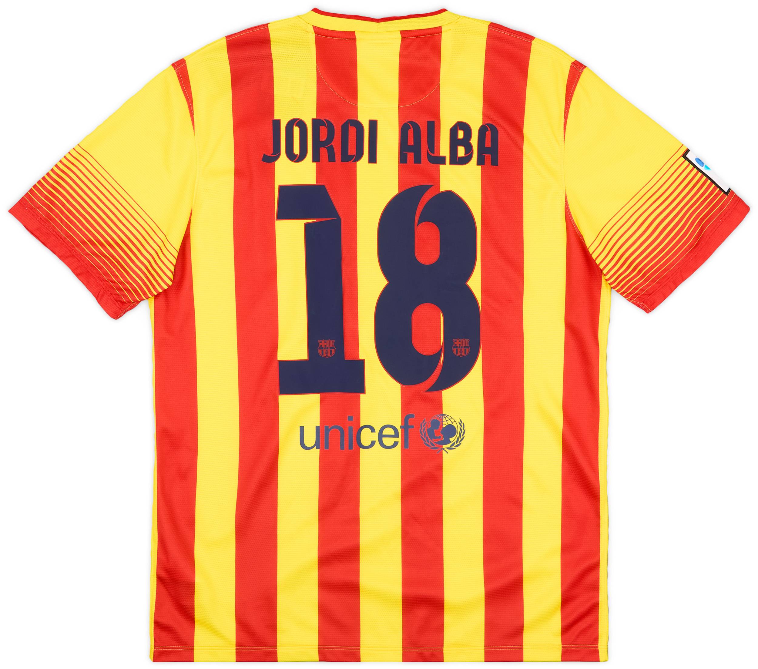 2013-14 Barcelona Away Shirt Jordi Alba #18 (L)