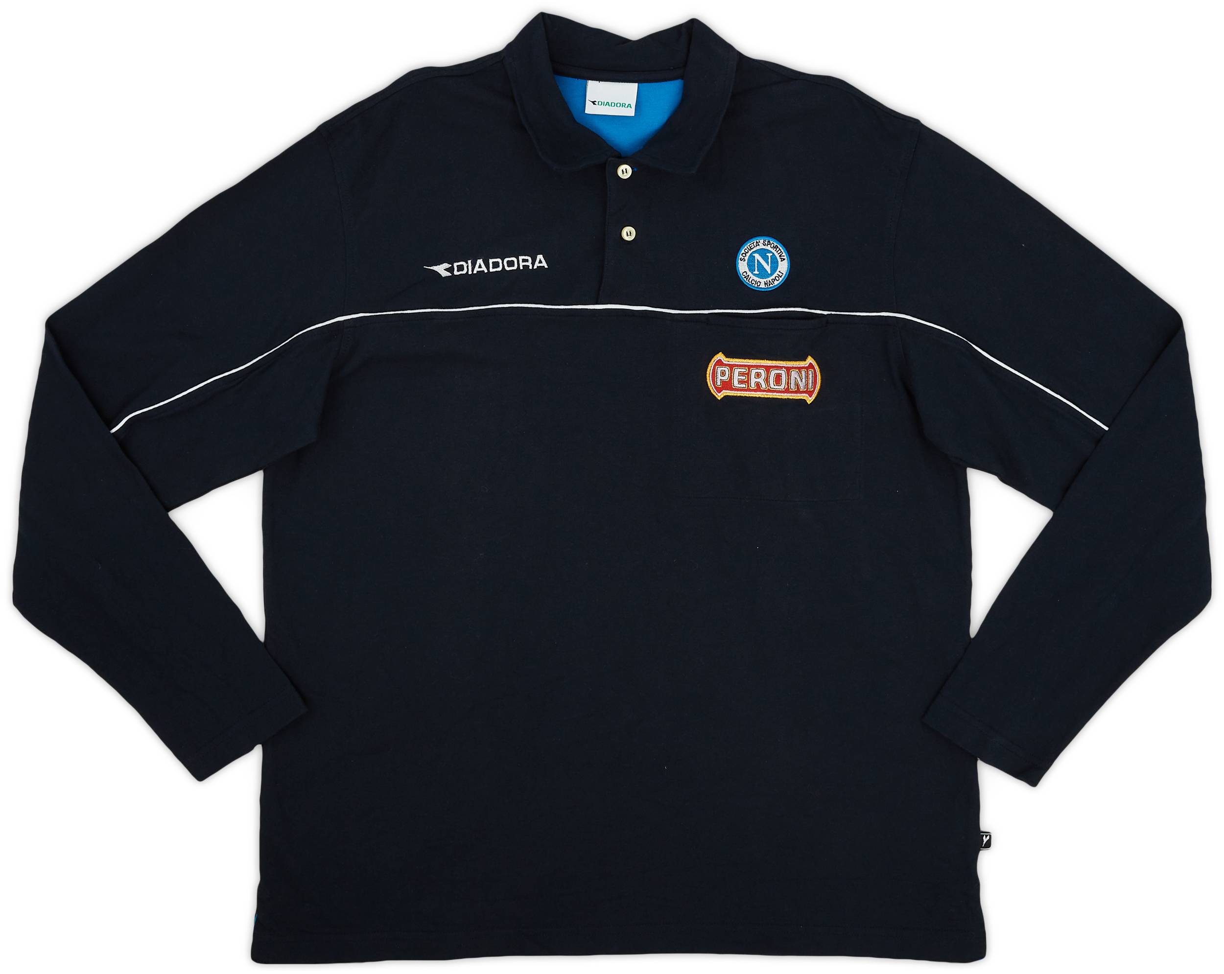 2000-01 Napoli Diadora Polo L/S Shirt - 9/10 - (XL)