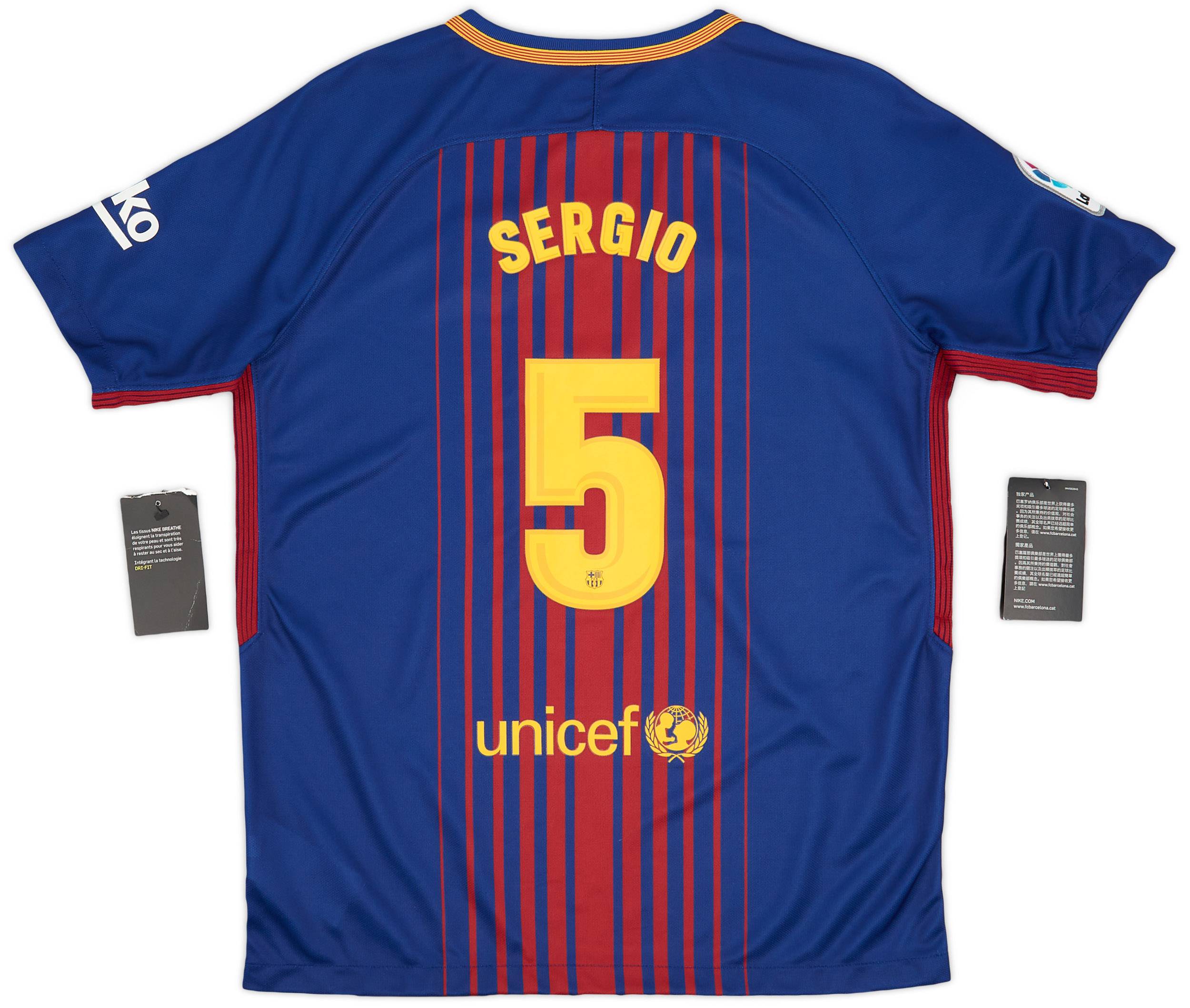 2017 18 Barcelona Home Shirt Sergio 5 XL.Kids