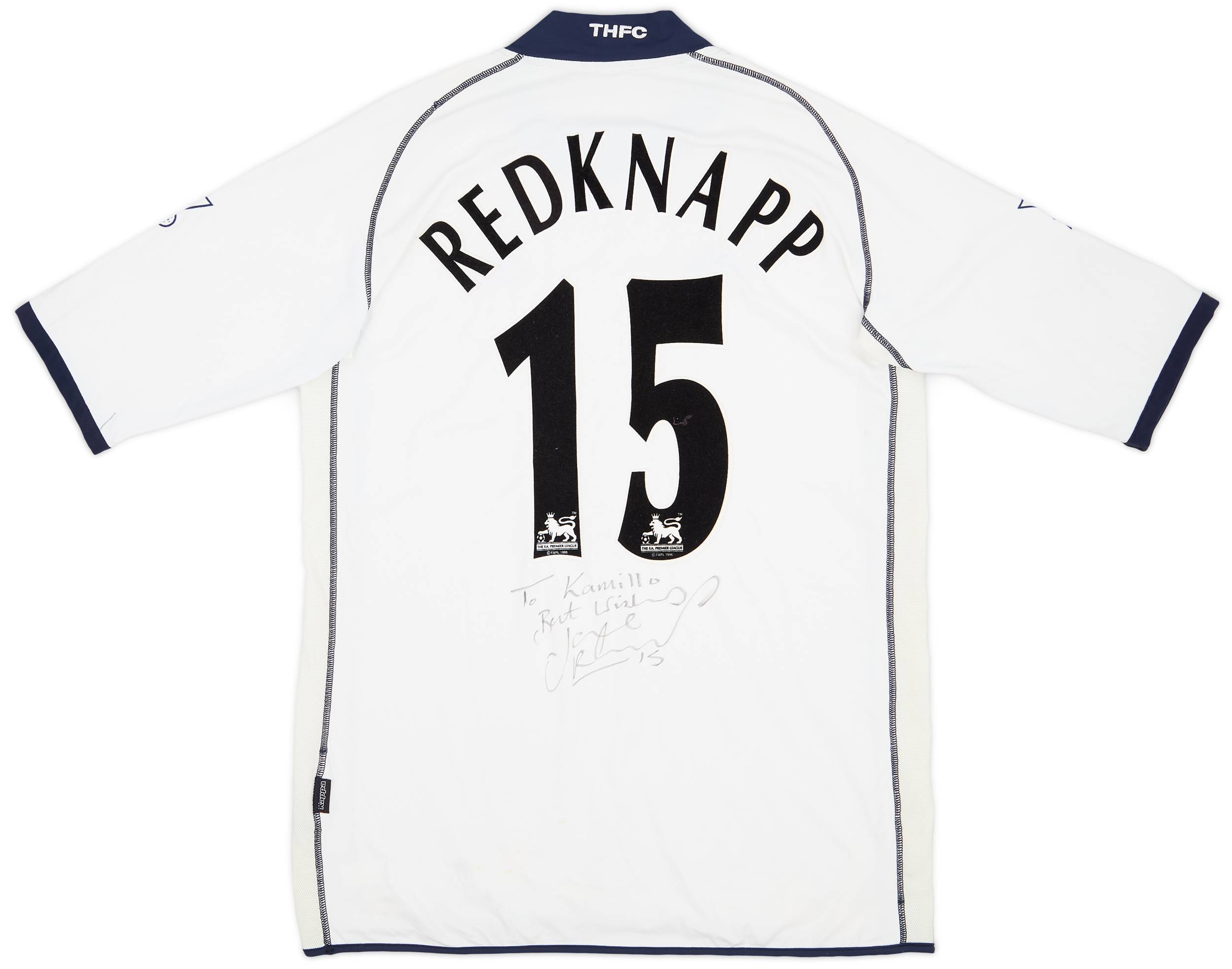 2003-04 Tottenham Match Issue Signed Home Shirt Redknapp #15