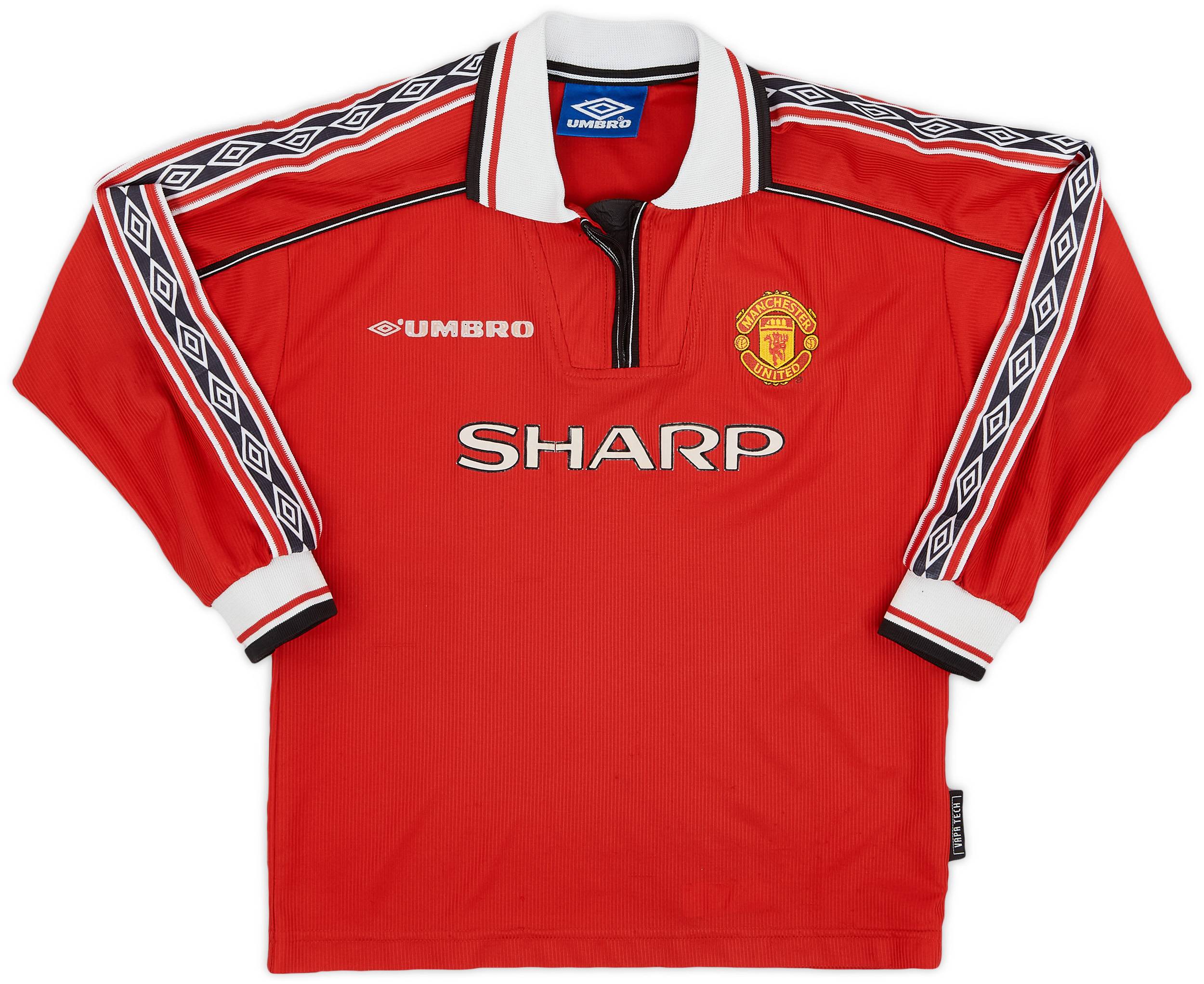 1998-00 Manchester United Home L/S Shirt - 6/10 - (M.Boys)