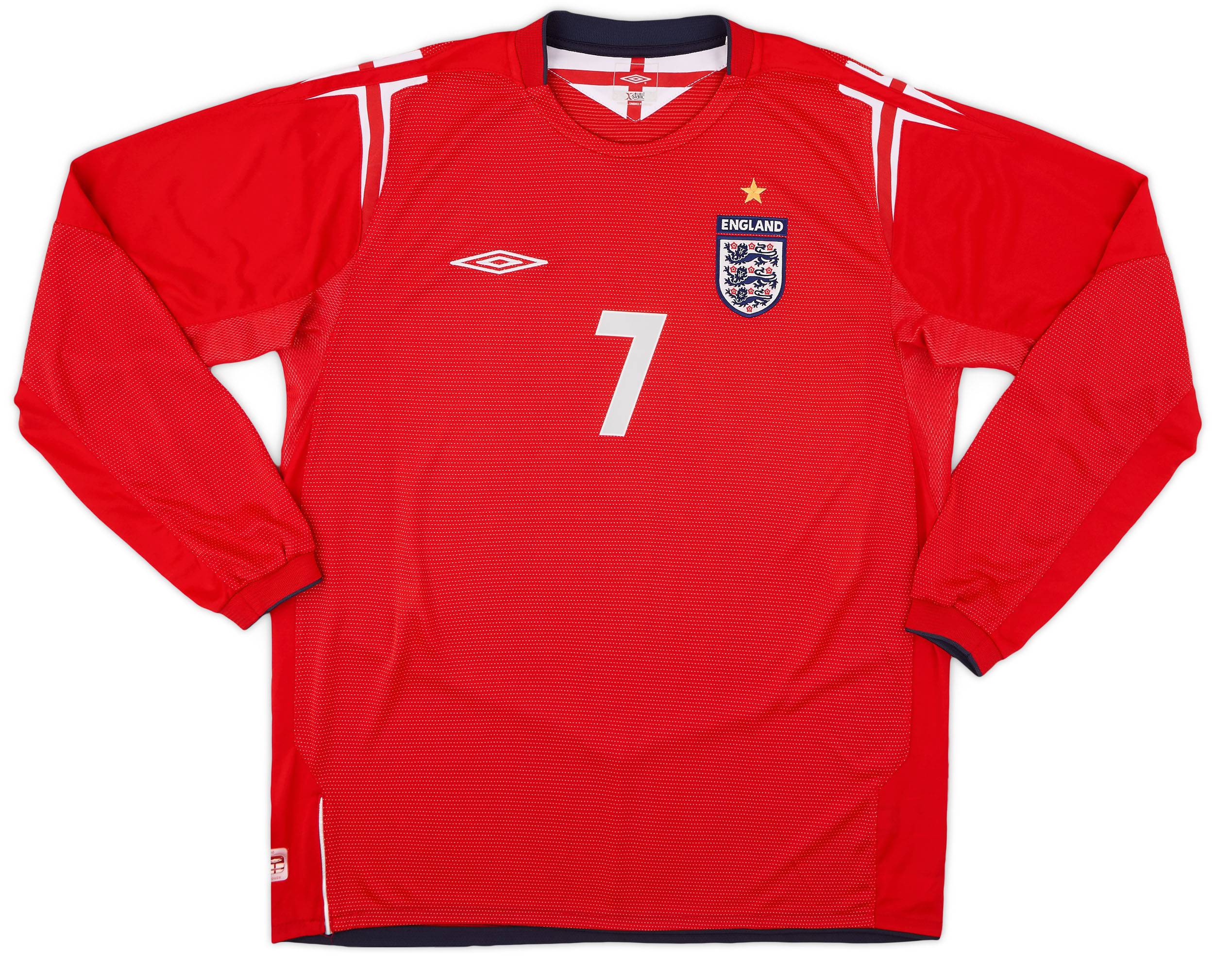ウェア England Away 2004 #7 Beckham Longsleeve 2004-06 England Away L/S Shirt Beckham #7 - 9/10 - (L)