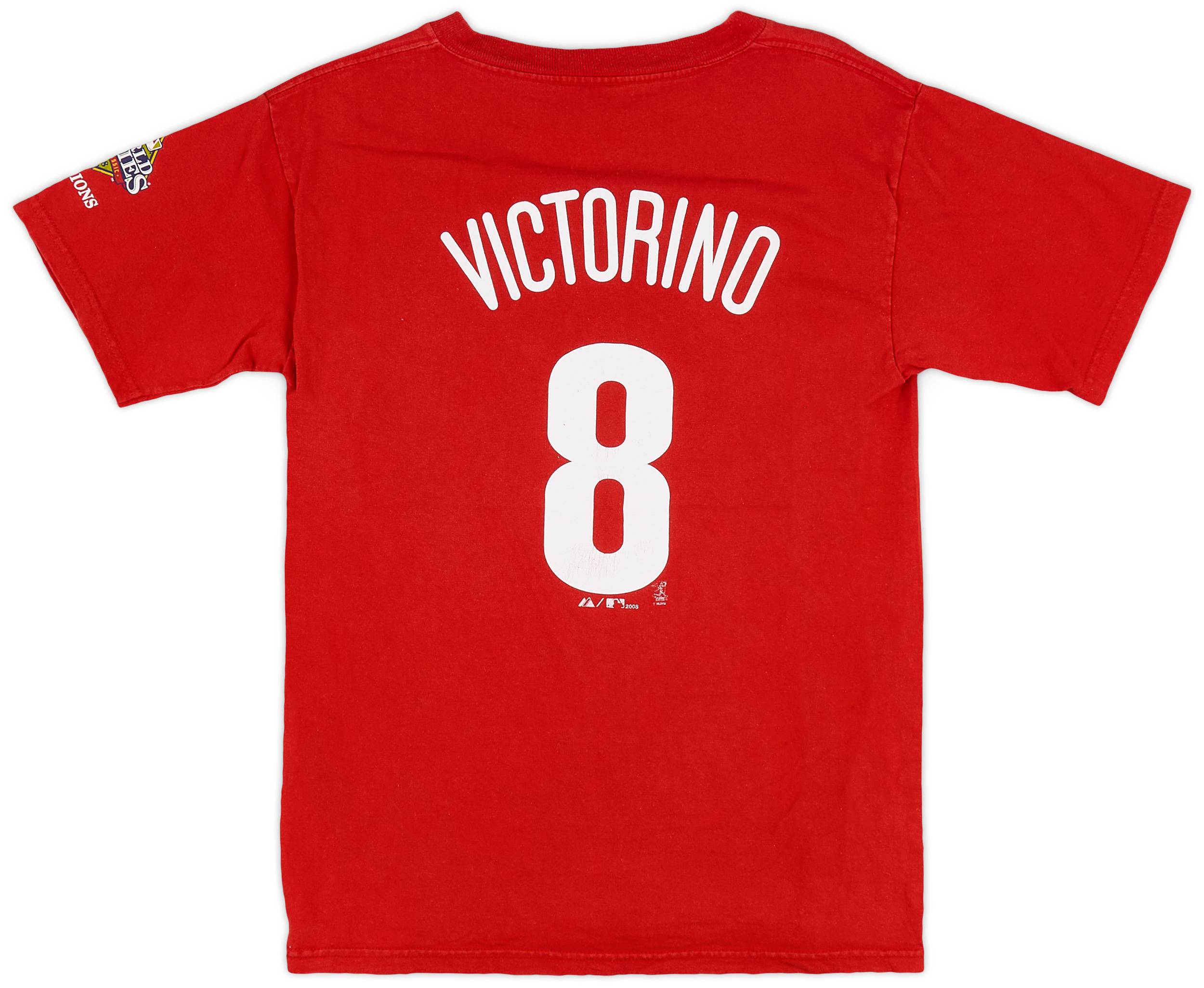 2008 Philadelphia Phillies Victorino #8 Majestic Tee - 7/10 - (L.Boys)