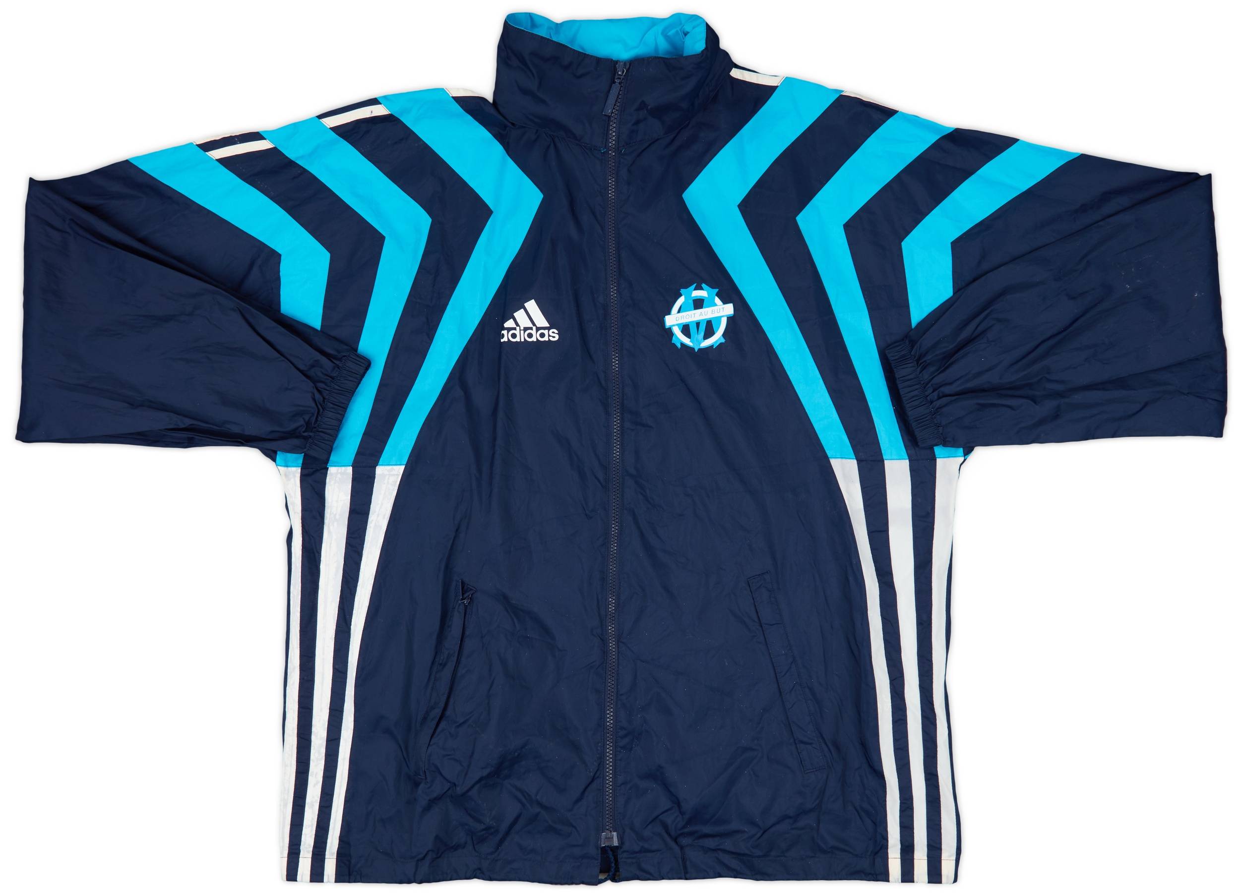 1998-99 Olympique Marseille adidas Hooded Rain Jacket - 8/10 - (L)
