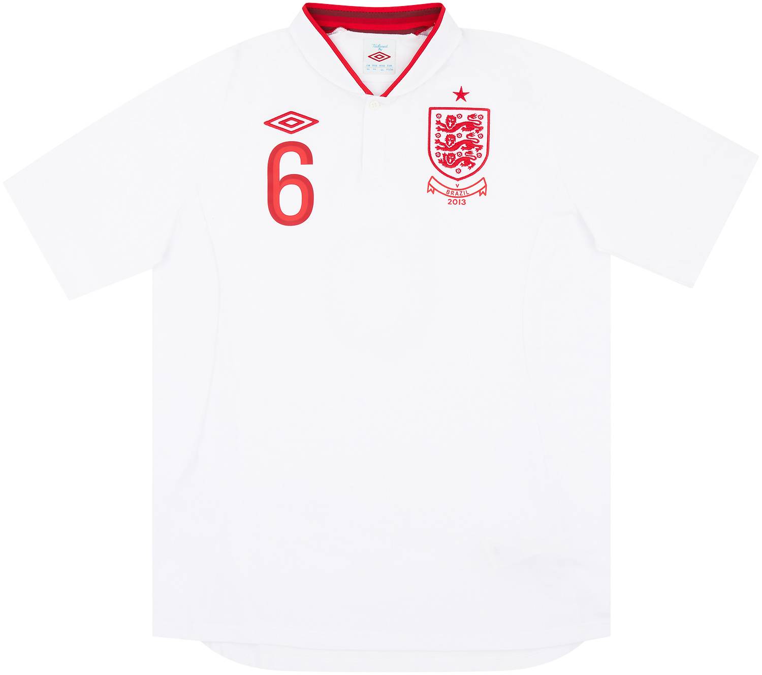 2013 England Match Issue Home Shirt Smalling #6 (v Brazil)