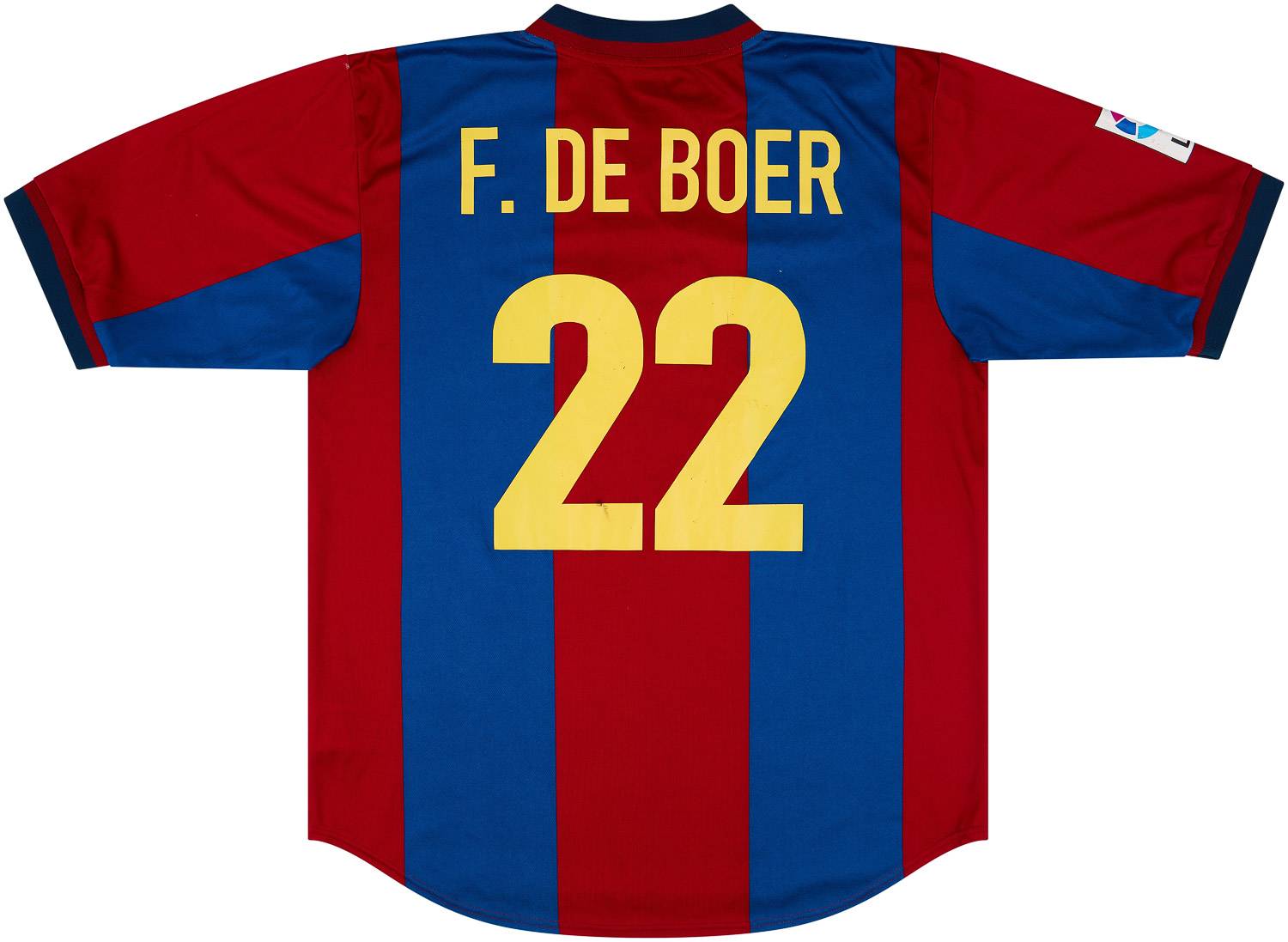 1998 99 Barcelona Player Issue Home Shirt F. De Boer 22 Excellent L