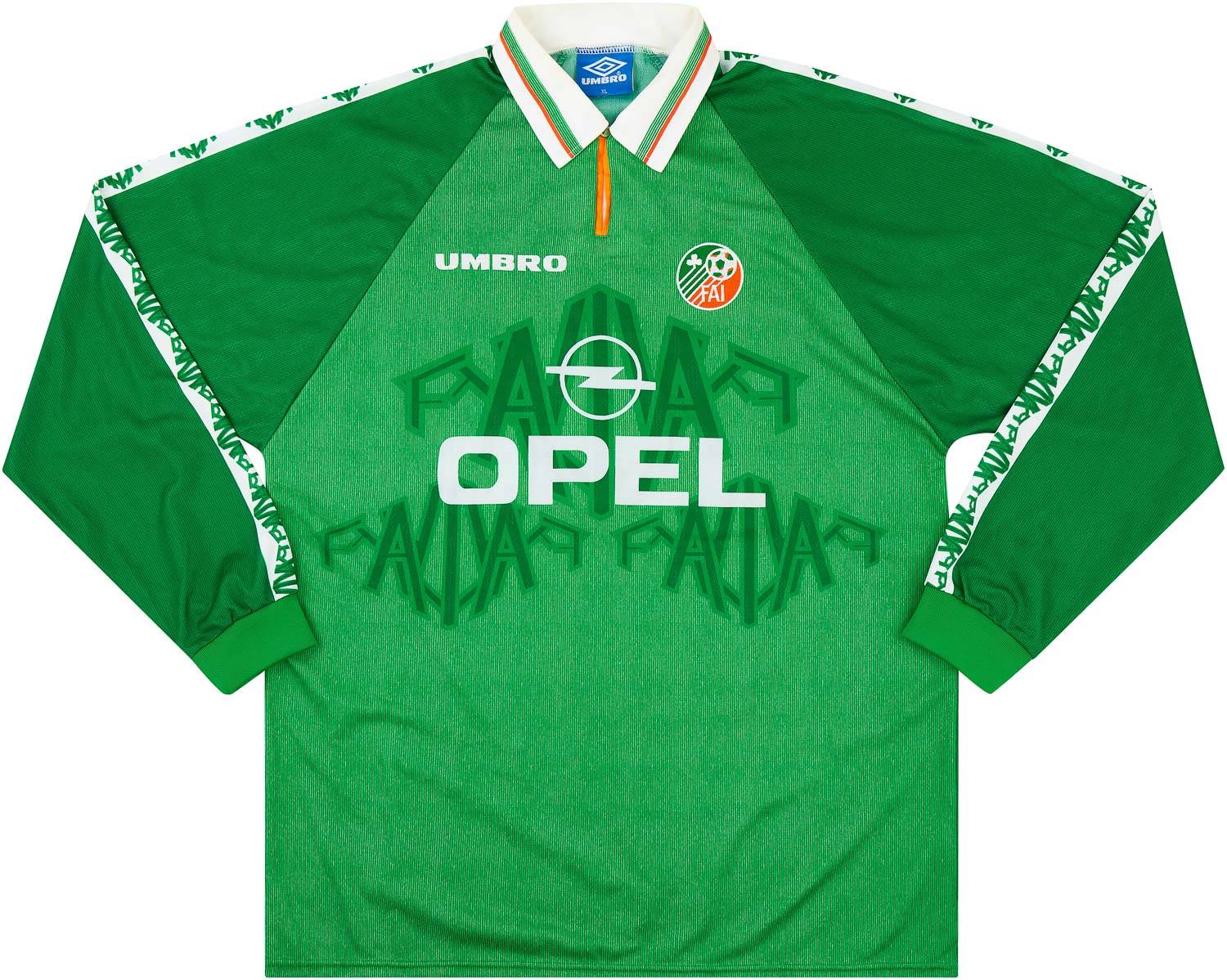 1996 Ireland XI Match Worn Mick McCarthy Testimonial Home L/S Shirt #13 (v Celtic)