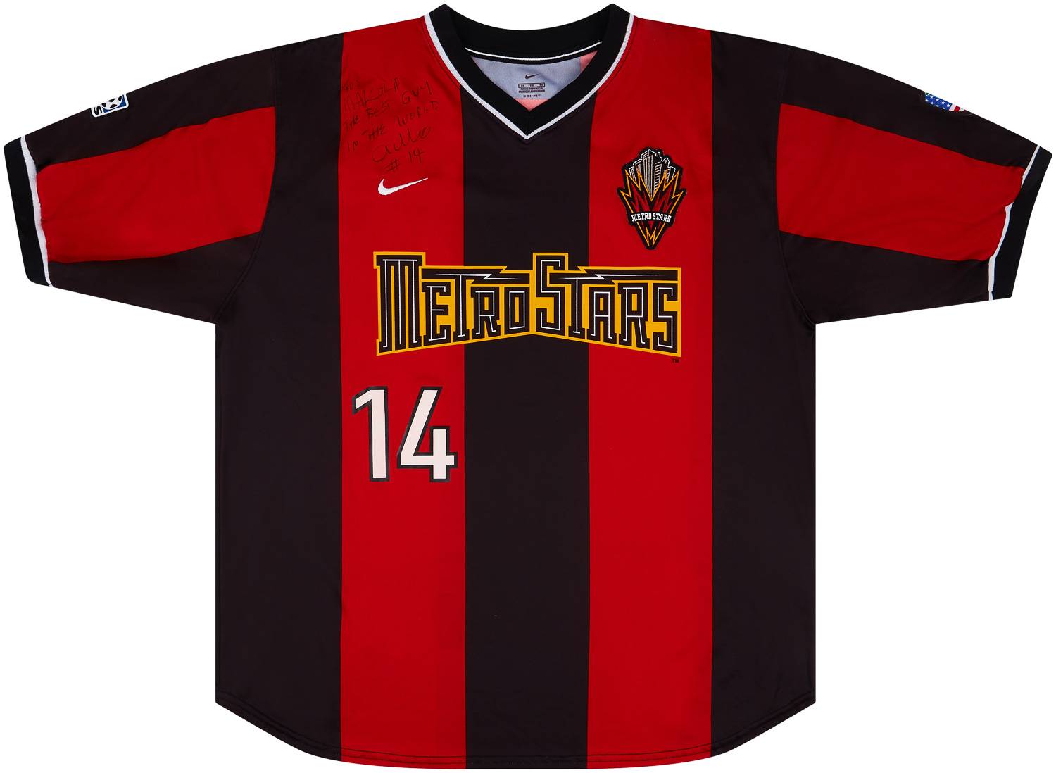 2002 NY/NJ Metrostars Match Issue Signed Home Shirt Addo #14