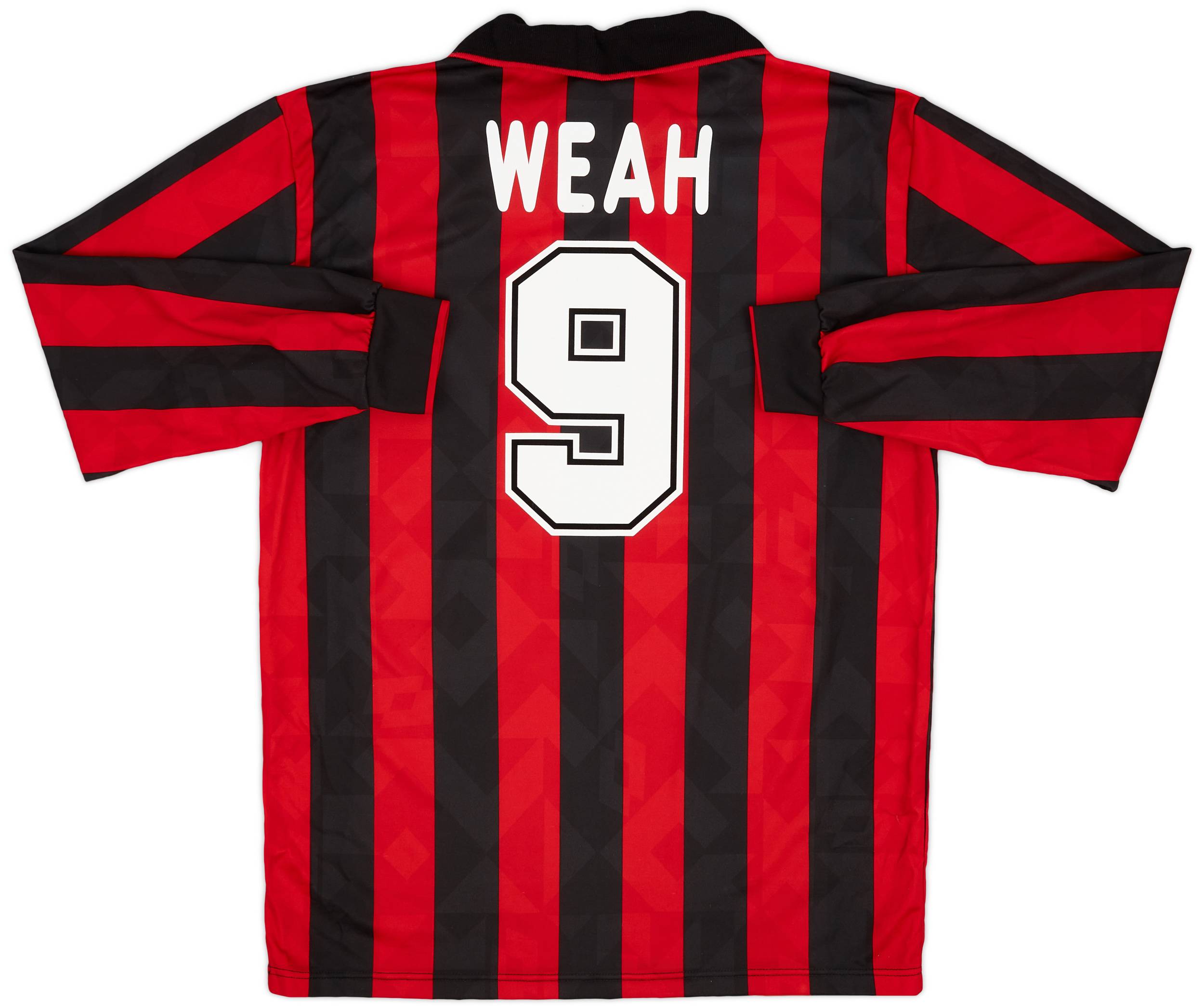 1995-96 AC Milan Home L/S Shirt Weah #9 - 9/10 - (XL)