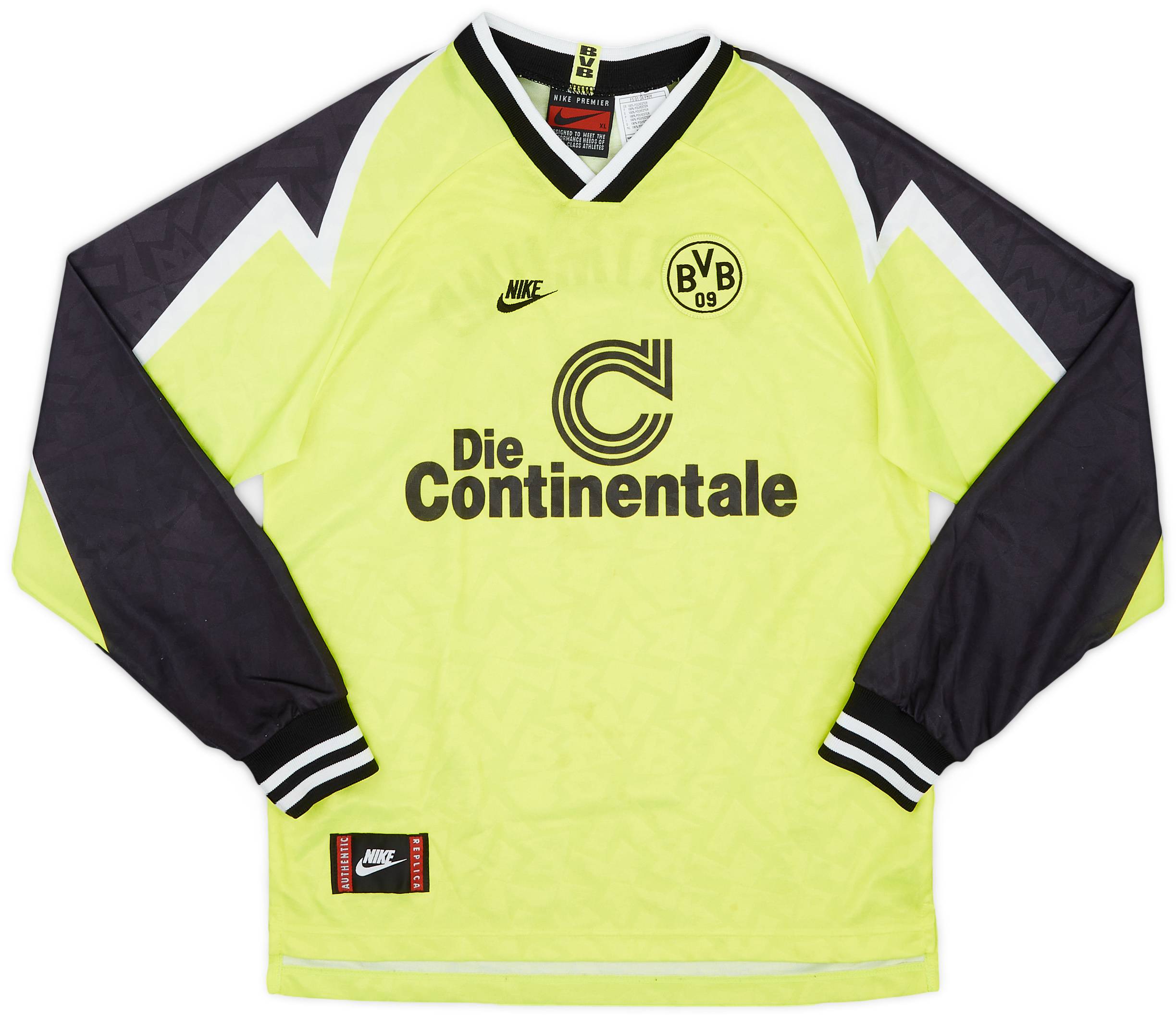 1995-96 Borussia Dortmund Home L/S Shirt - 7/10 - (XL.Boys)