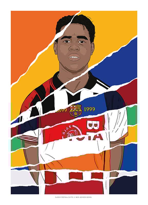 1994-2008 Patrick Kluivert Career In Shirts A3 Print/Poster