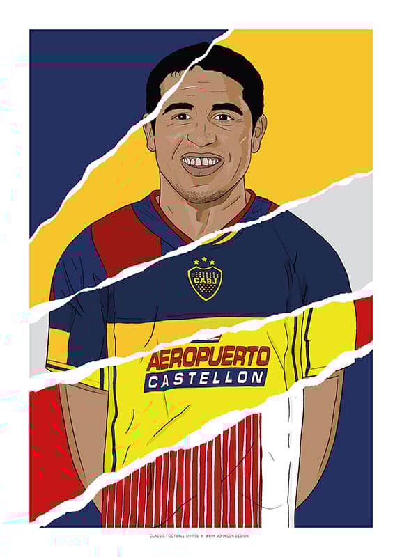 1996-2014 Juan Román Riquelme Career In Shirts A3 Print/Poster