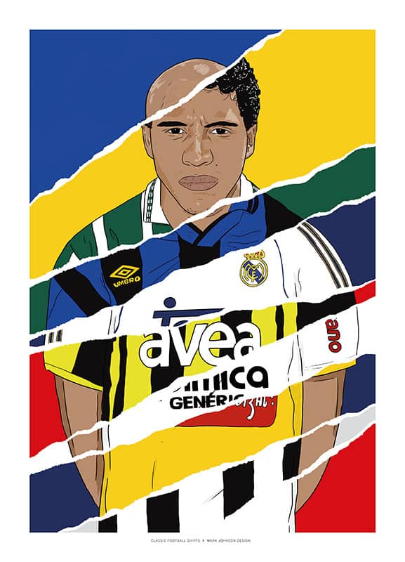 1993-2015 Roberto Carlos Career In Shirts A3 Print/Poster