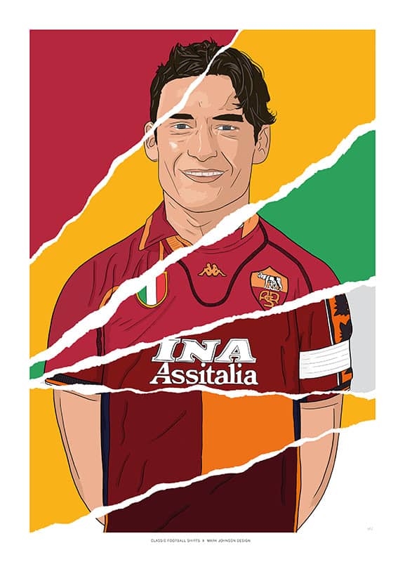 1992-2017 Francesco Totti Career In Shirts A3 Print/Poster