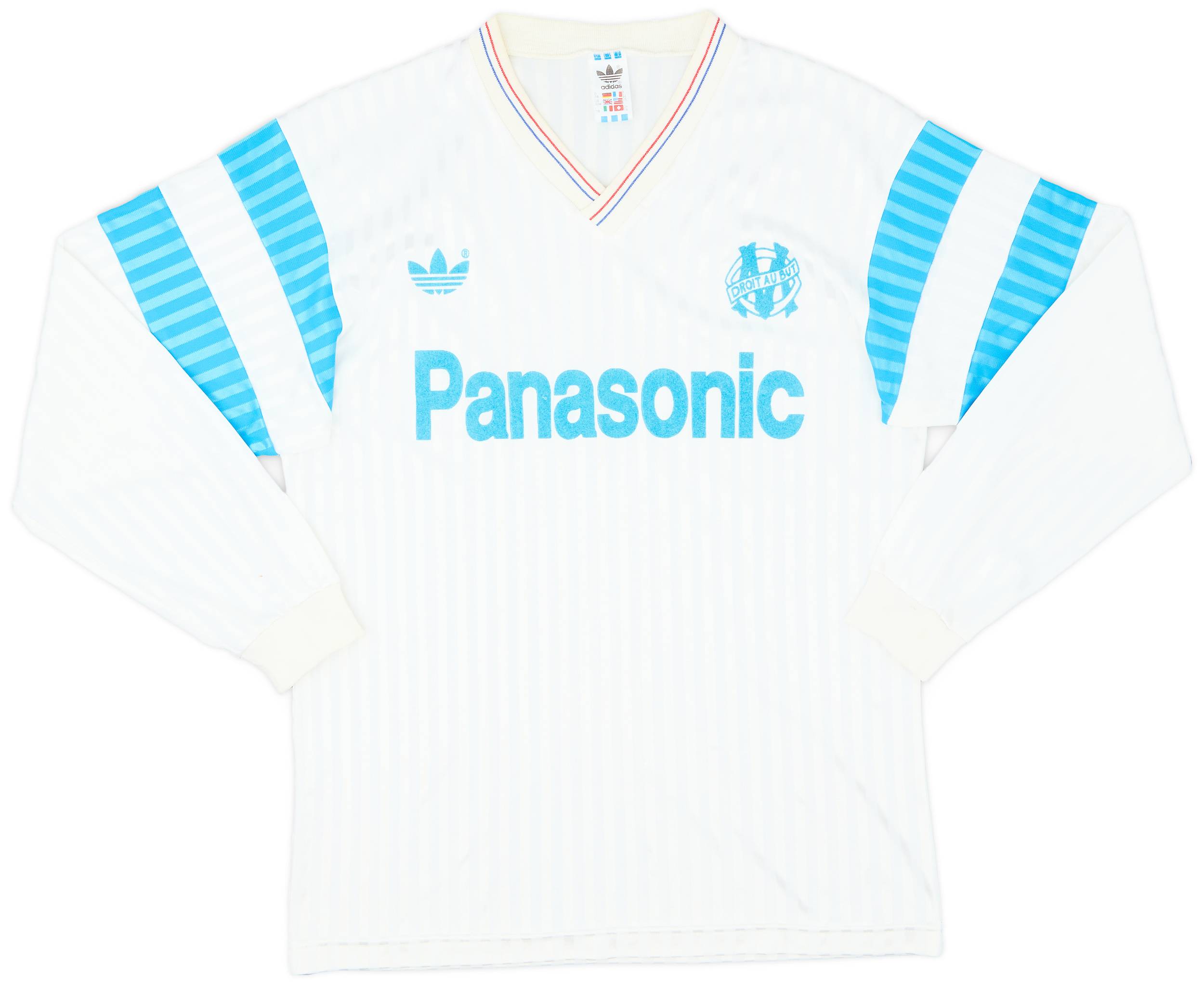 1990-91 Olympique Marseille Home L/S Shirt - 8/10 - (L)