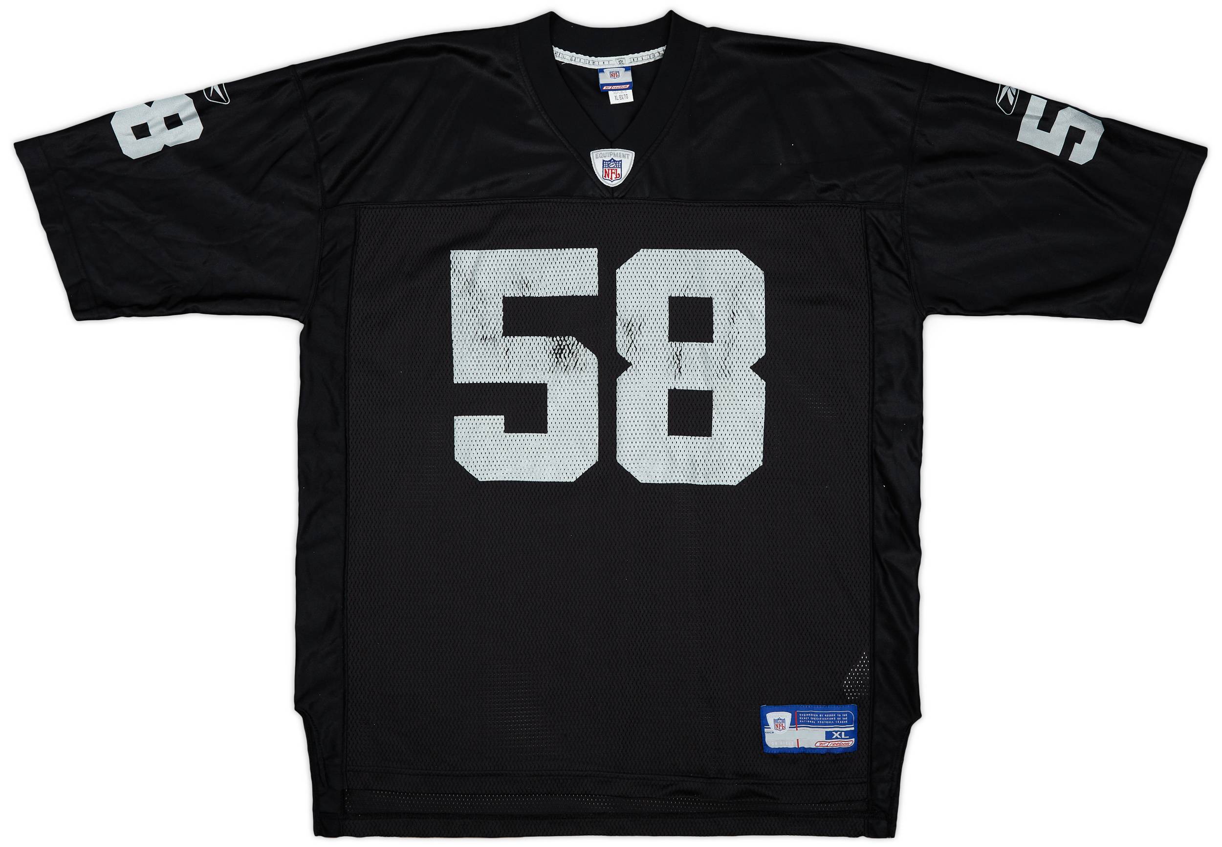 2002-04 Oakland Raiders Harris #58 Reebok On Field Home Jersey - 4/10 - (XL)