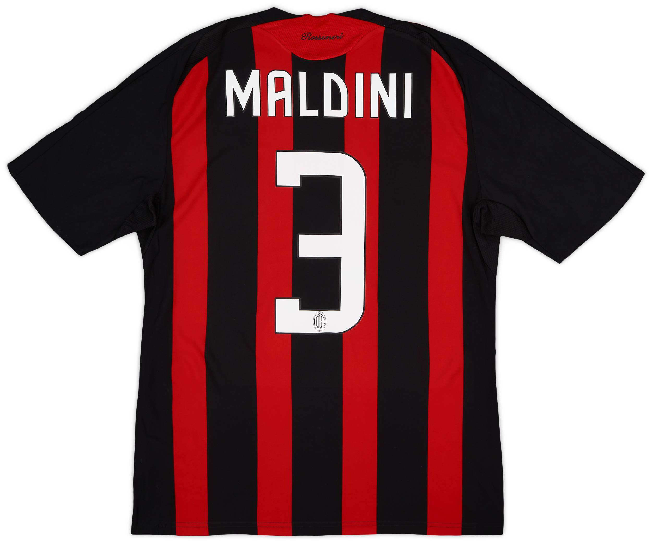最新 #3 Maldini Shirt Home Milan AC 2008-09 - (M) - 5/10 応援グッズ