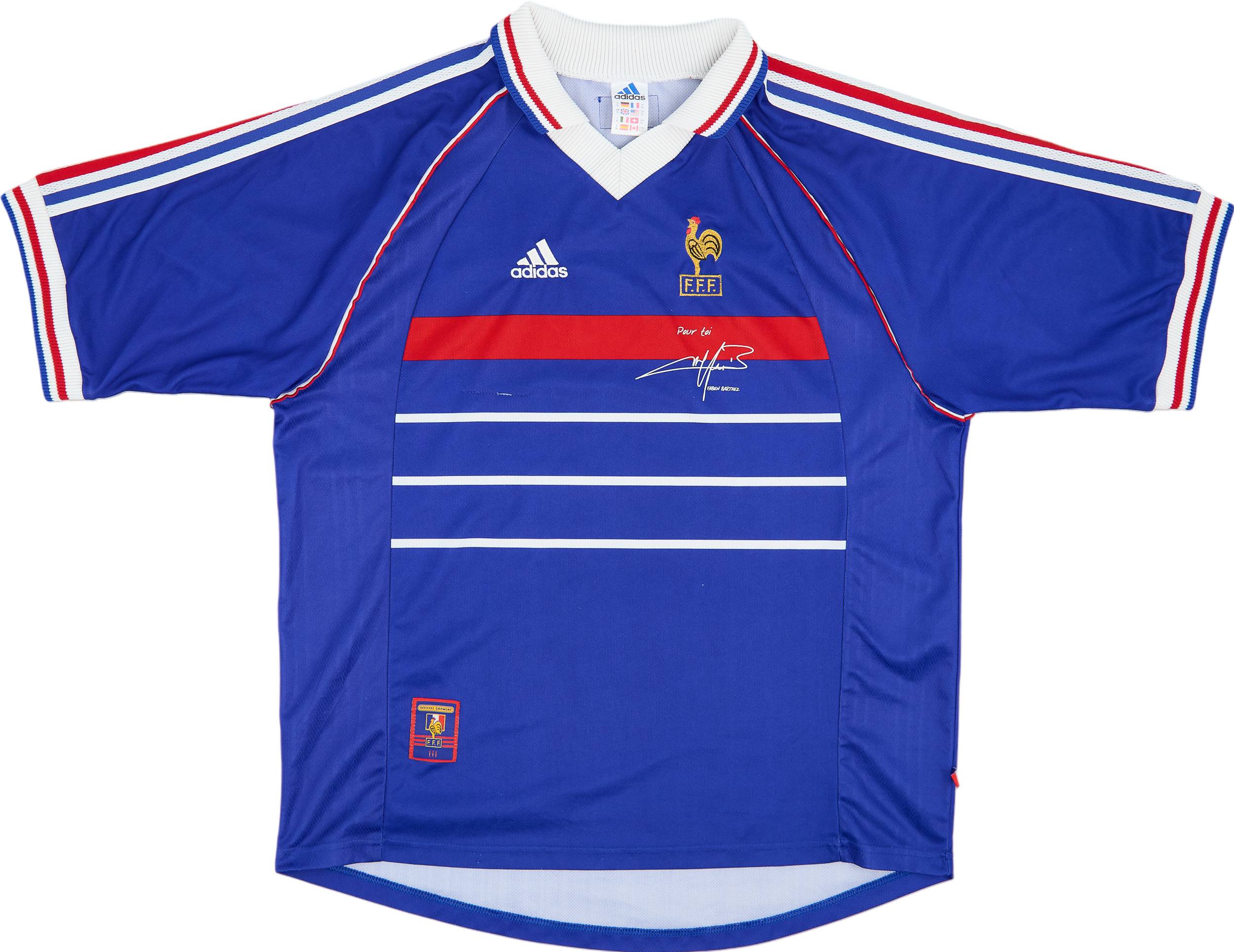1998-00 France 'Pour Toi Fabian Barthez' Home Shirt - 8/10 - (XL)