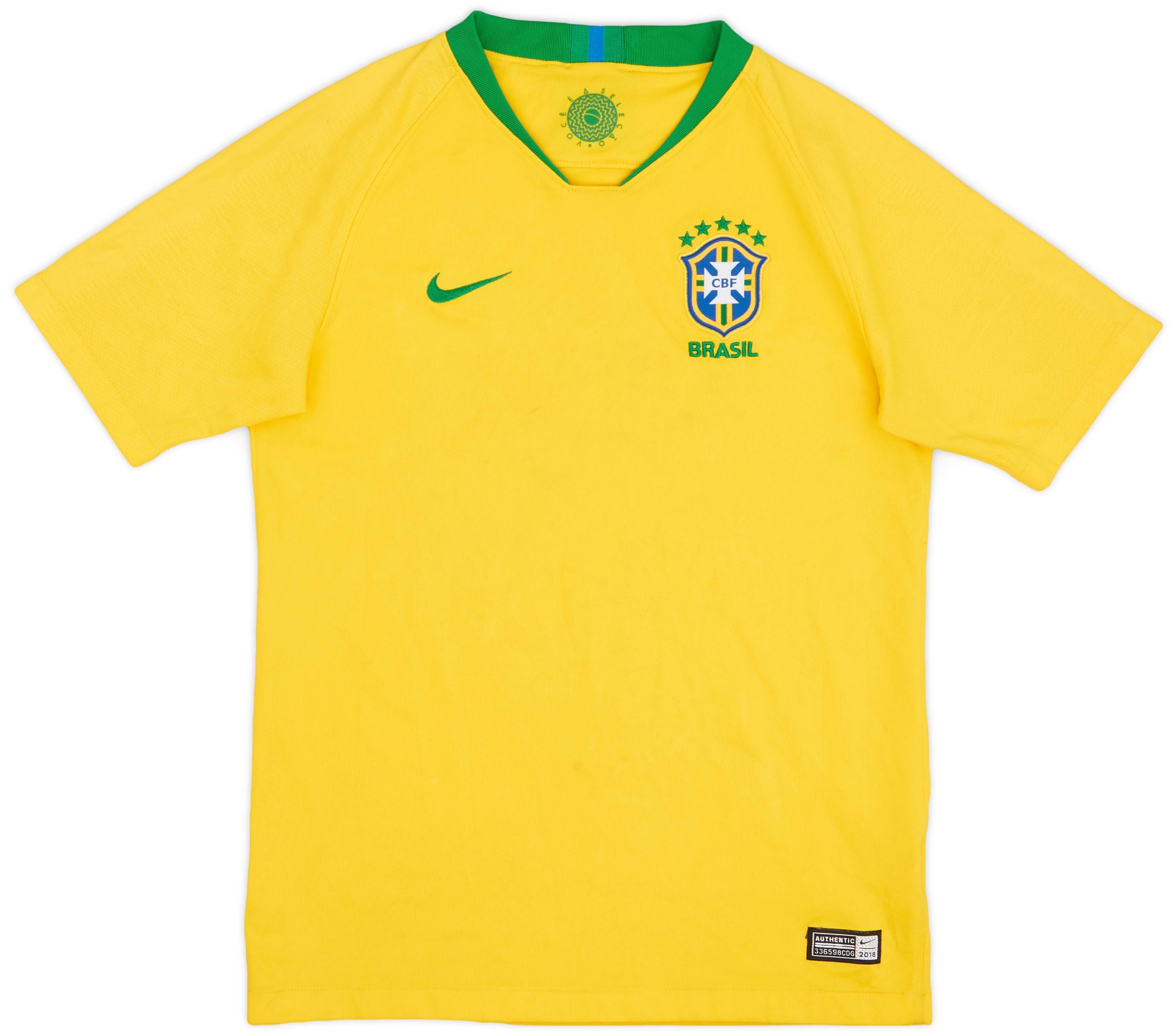 2018-19 Brazil Home Shirt - 7/10 - (L.Boys)