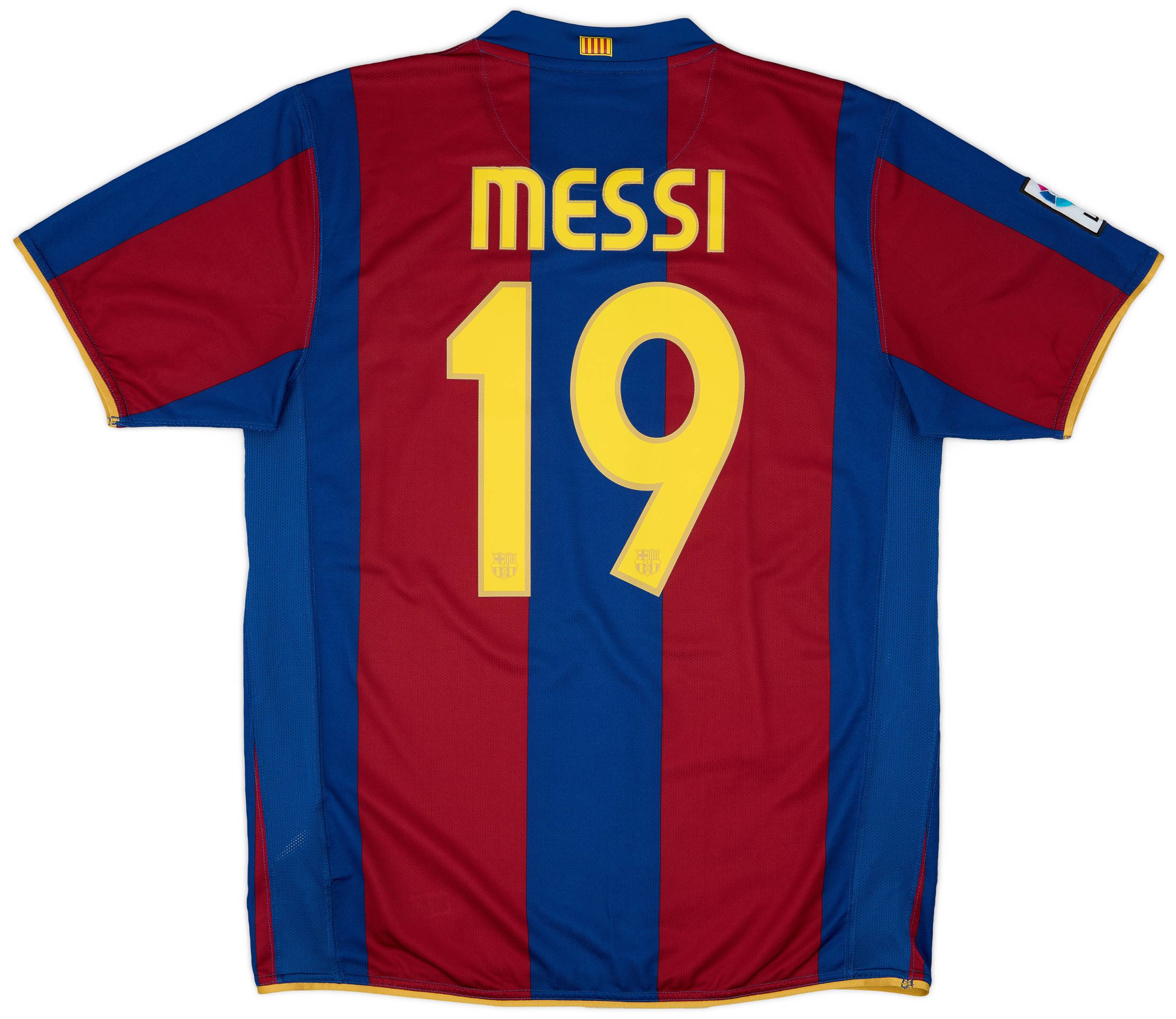 2007-08 Barcelona Home Shirt Messi #19 - 8/10 - (L)