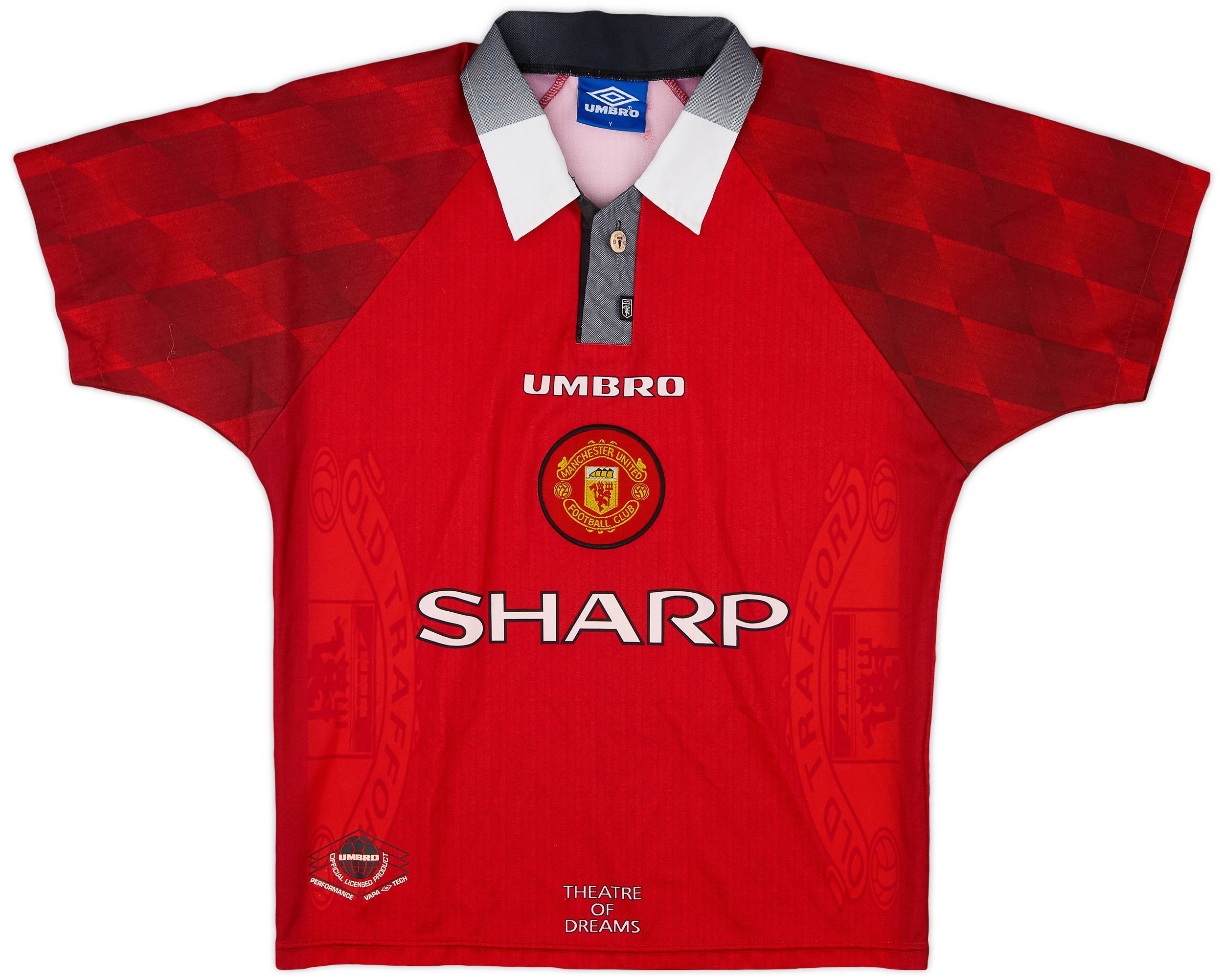1996-98 Manchester United Home Shirt - 9/10 - (Y)