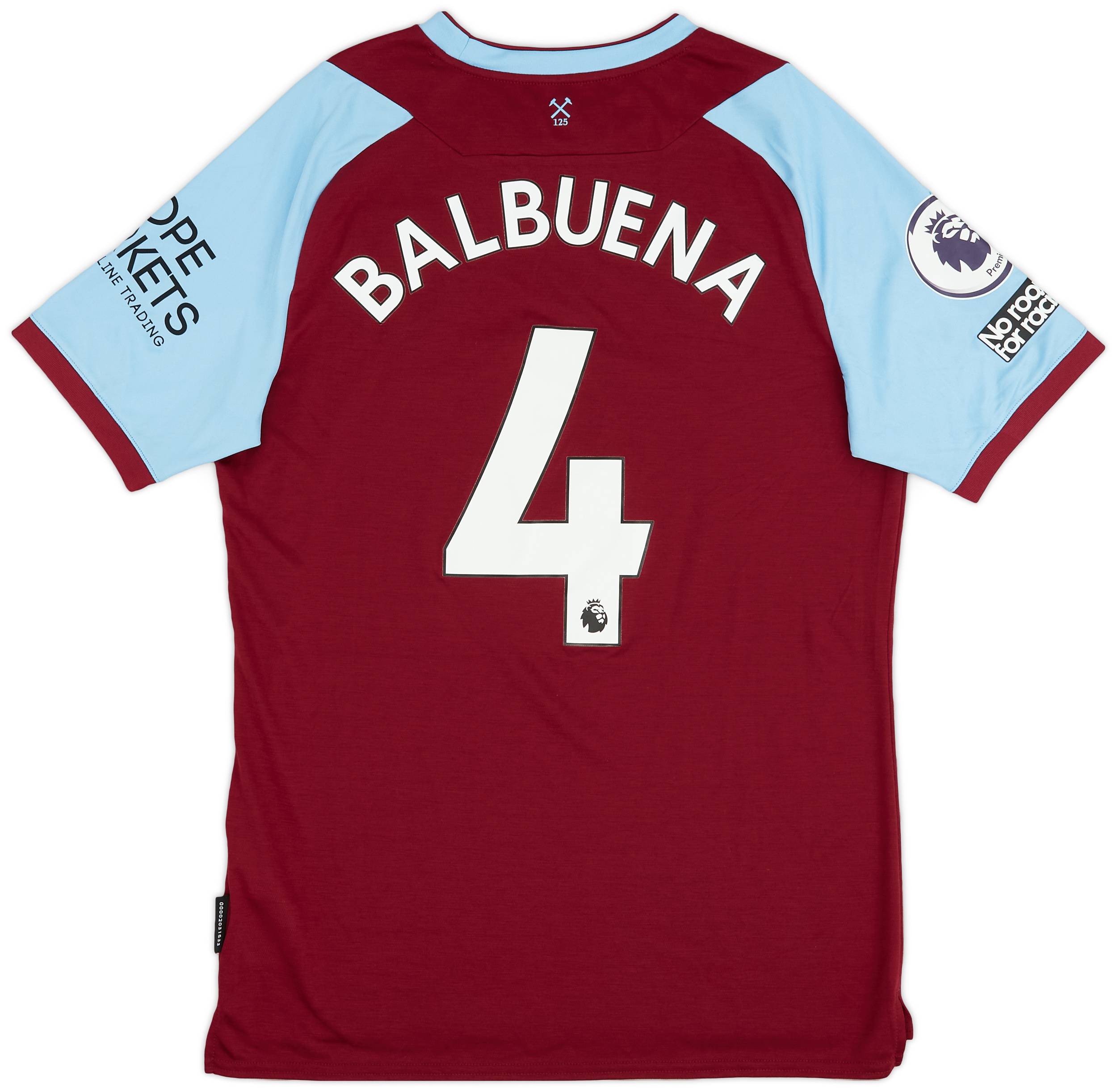 2020-21 West Ham Match Issue Home Shirt Balbuena #4