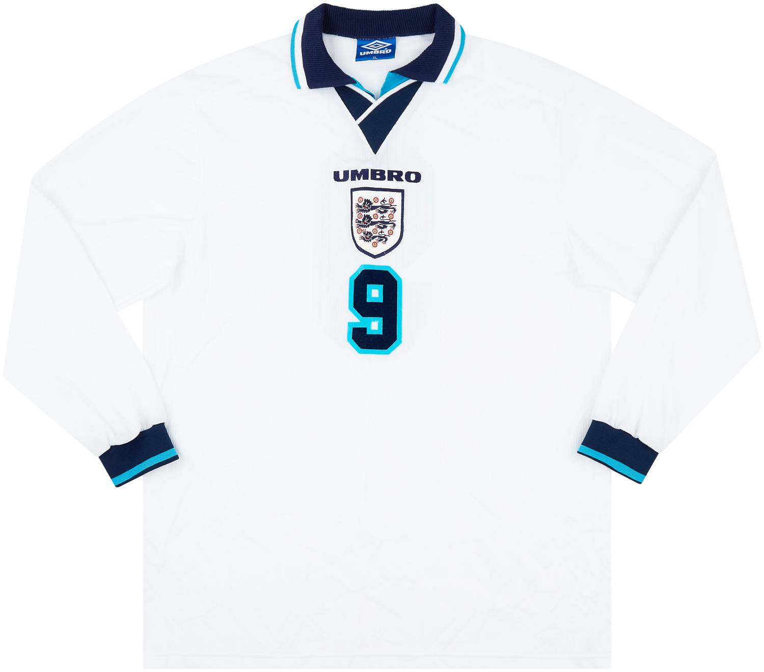 1995-97 England Match Issue Home L/S Shirt #9 (Shearer)