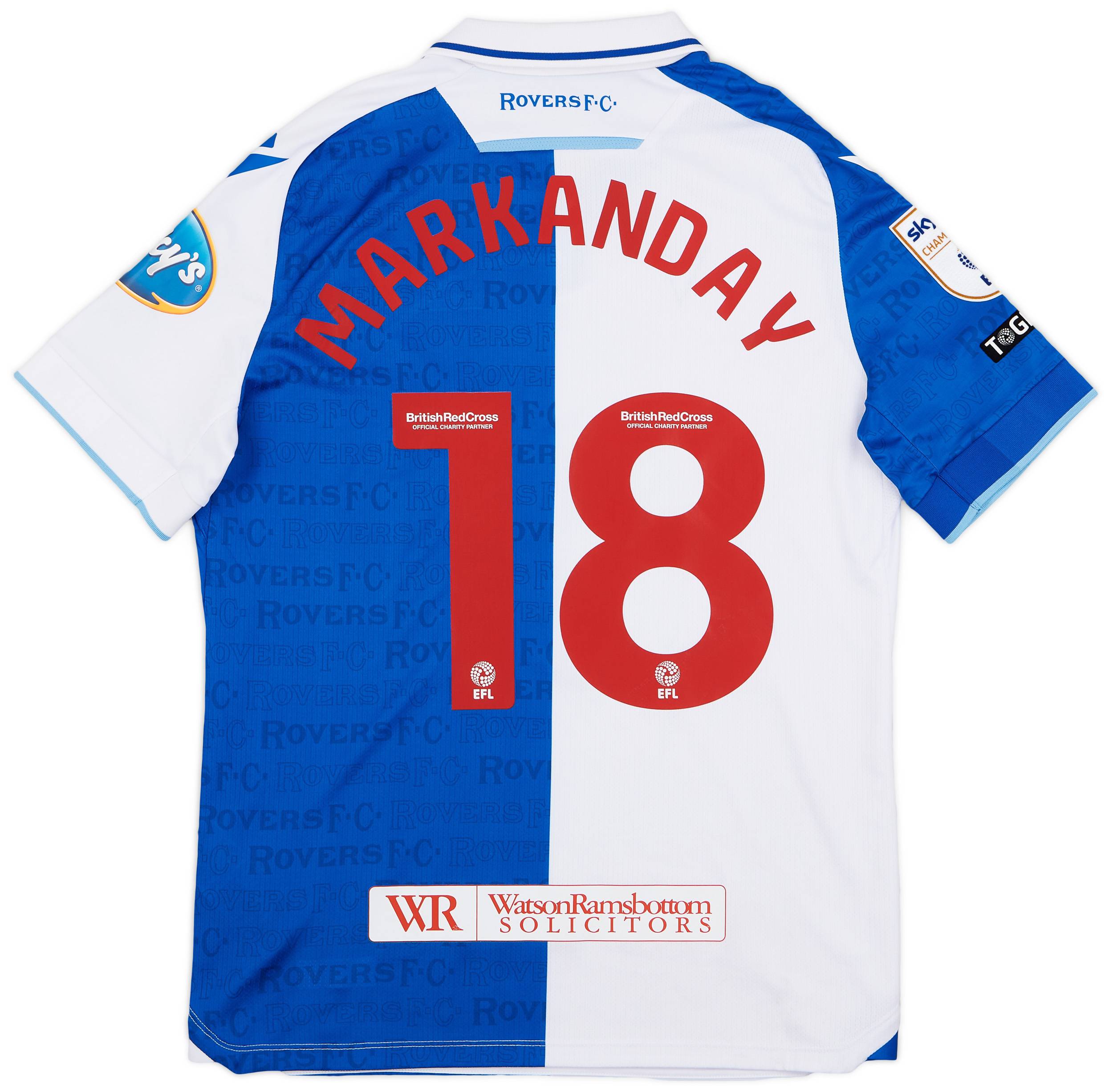 2023-24 Blackburn Match Issue Home Shirt Markanday #18