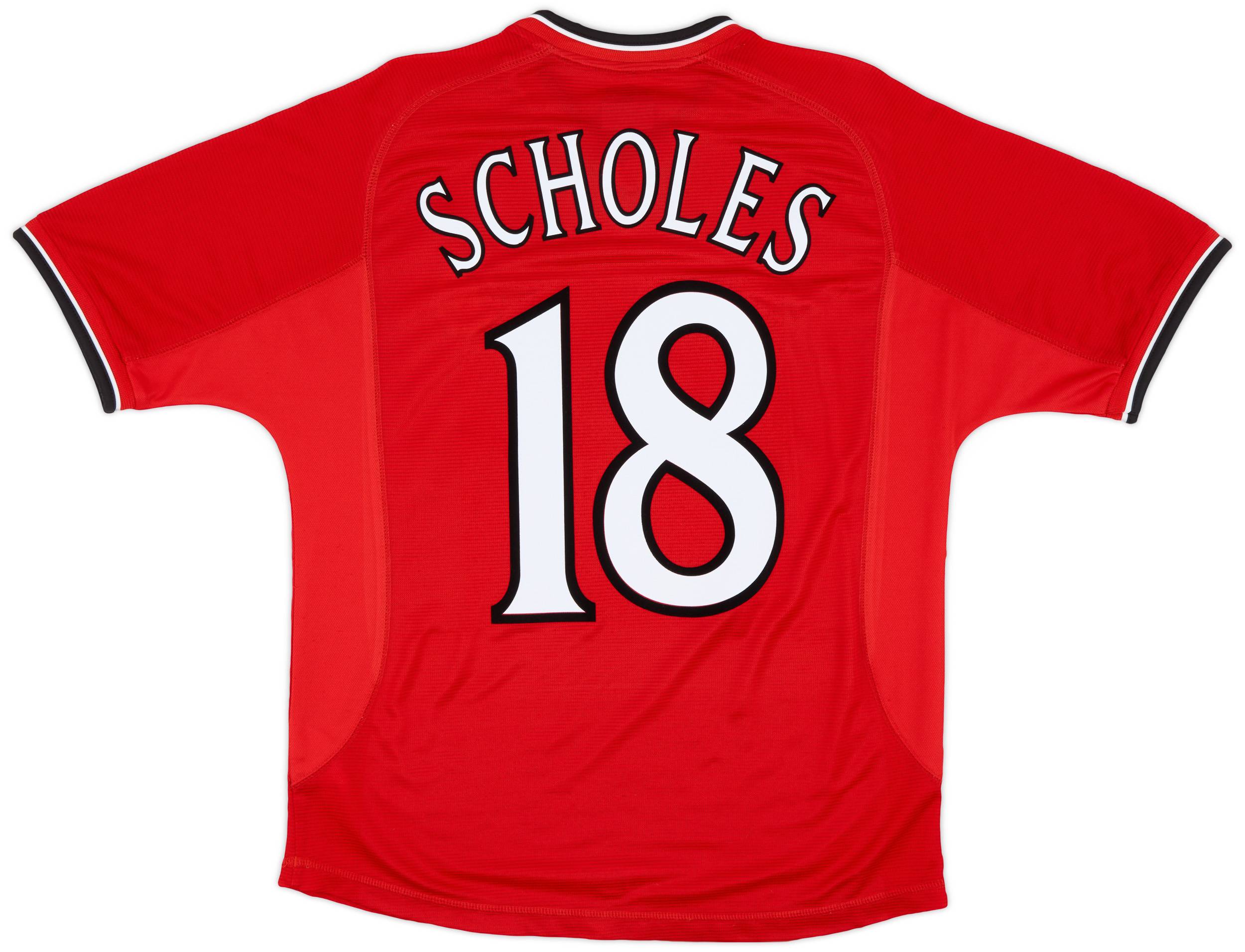 2000-02 Manchester United Home Shirt Scholes #18 - 8/10 - (XS)