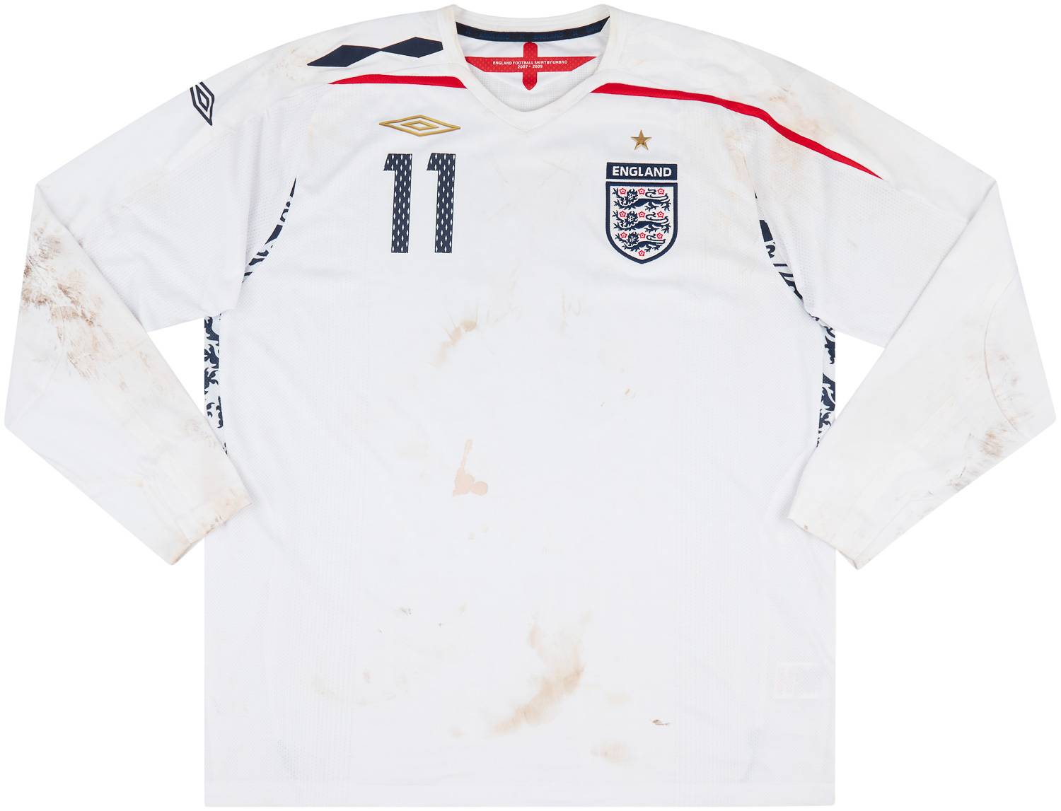 2008 England U-17 Match Worn Home L/S Shirt #11 (Ince)